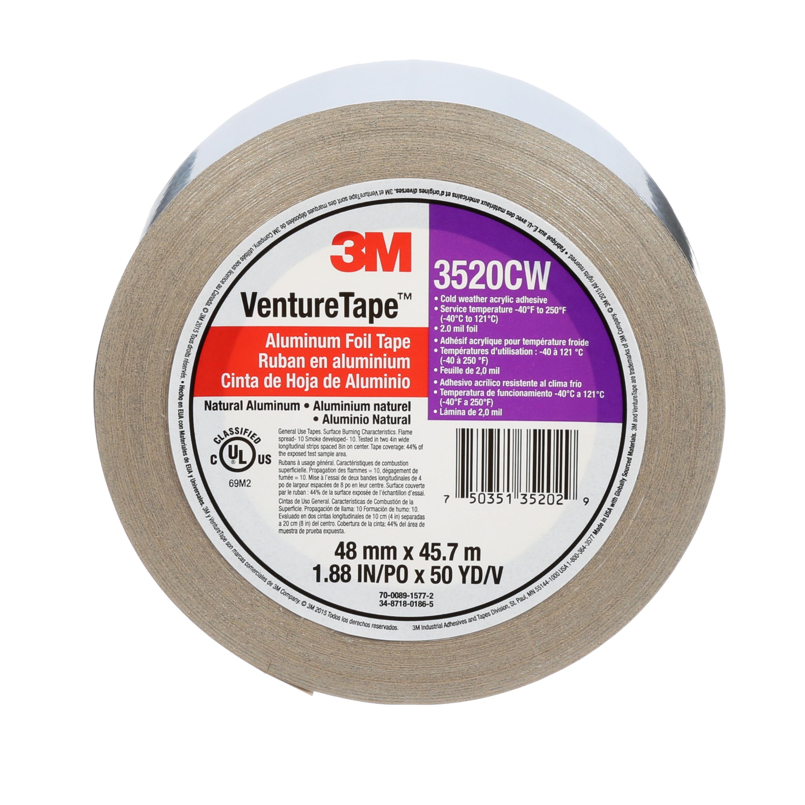 3M 70008915772 VentureTape - Cinta adhesiva para clima frío (2 pulgadas), color blanco