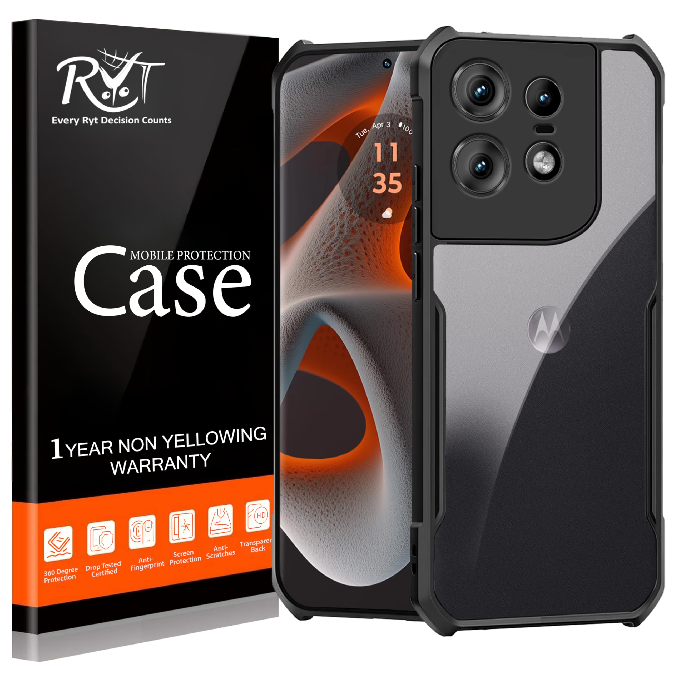 Ryt™ Transparent Back Cover case for Moto Edge 50 Pro - Mobile Phone Cases for Motorola Edge 50 Pro 5g with Clear Logo, 360 Camera Protection, Slim Bumper, Premium Protective, Anti-Yellow (B0D9JRQ2RP) Amazon Price History, Amazon Price Tracker