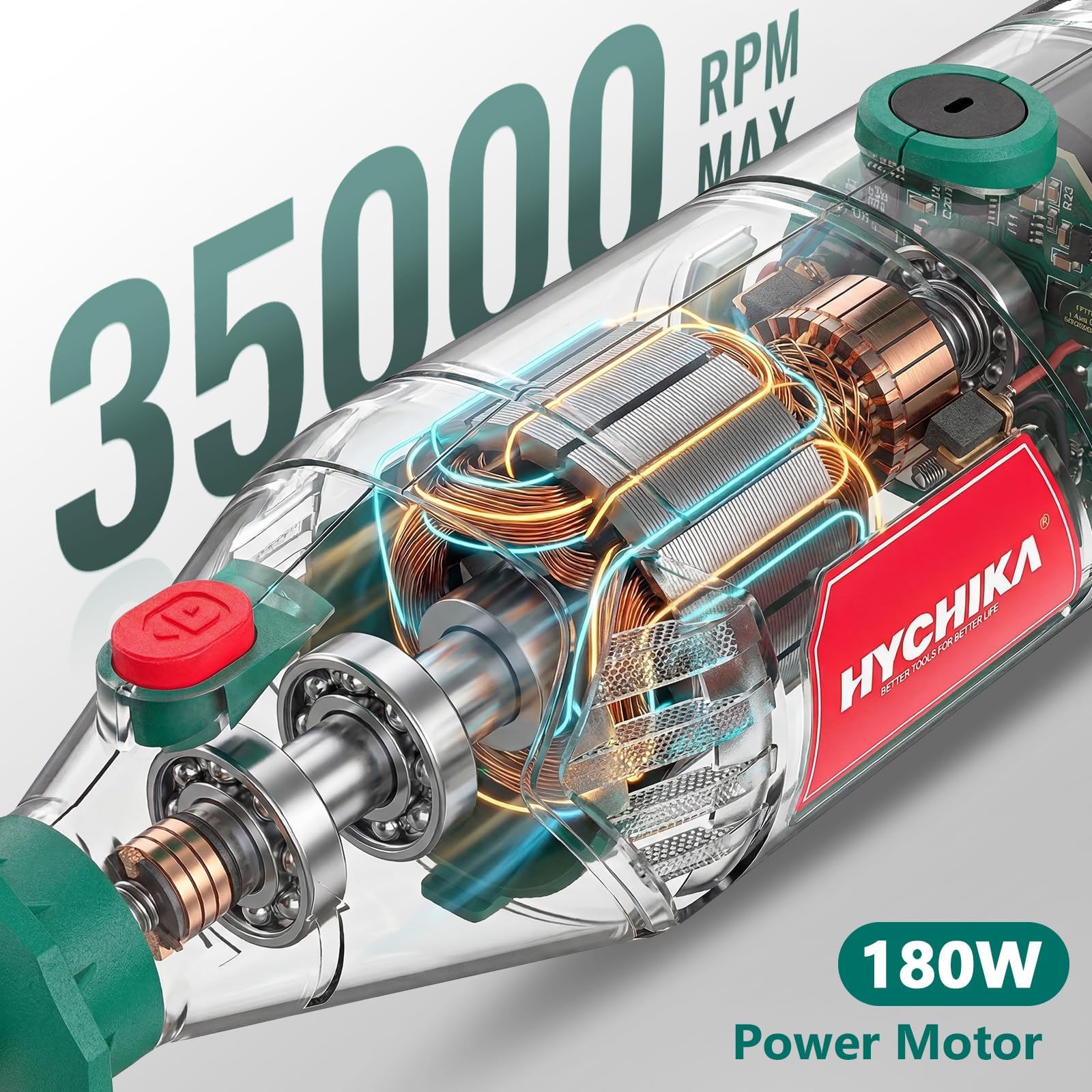 HYCHIKA 8000-35000 giri/min, strumento rotante a velocità variabile 180 W con 179 accessori con albero flessibile, supporto per catena e borsa degli attrezzi