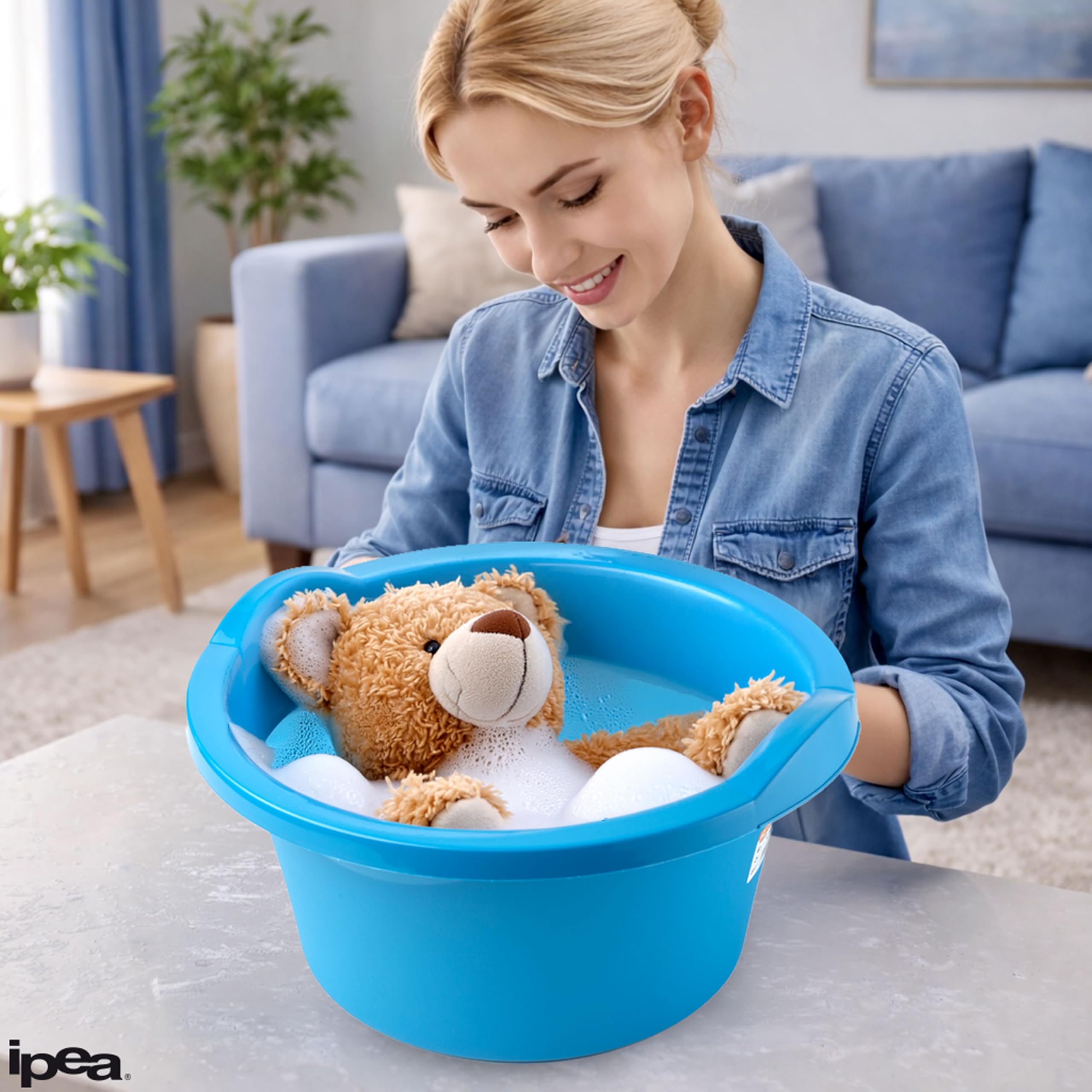 IPEA Bacinella Tonda in Plastica Multiuso 7L - SUPER SOLIDA - Made in Italy - 36x36 x16cm - Vaschetta per Lavare Casa, Vestiti, Bucato, Piatti - Bacinella Rotonda Plastica Dura - Uso Interno Esterno