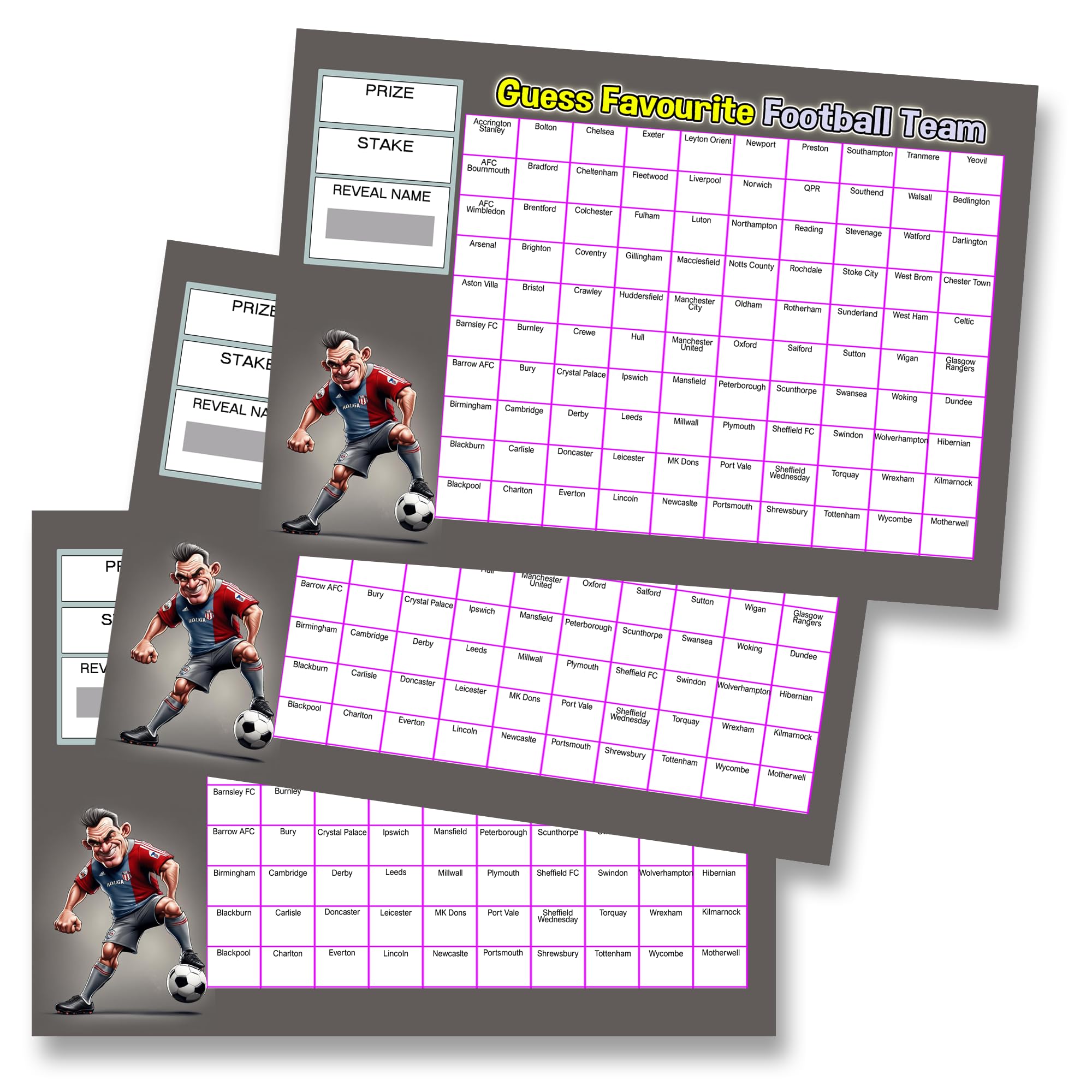 Gifts and Temptations Football Fundraiser Scratch Cards – 3 Pack 100 Square Game