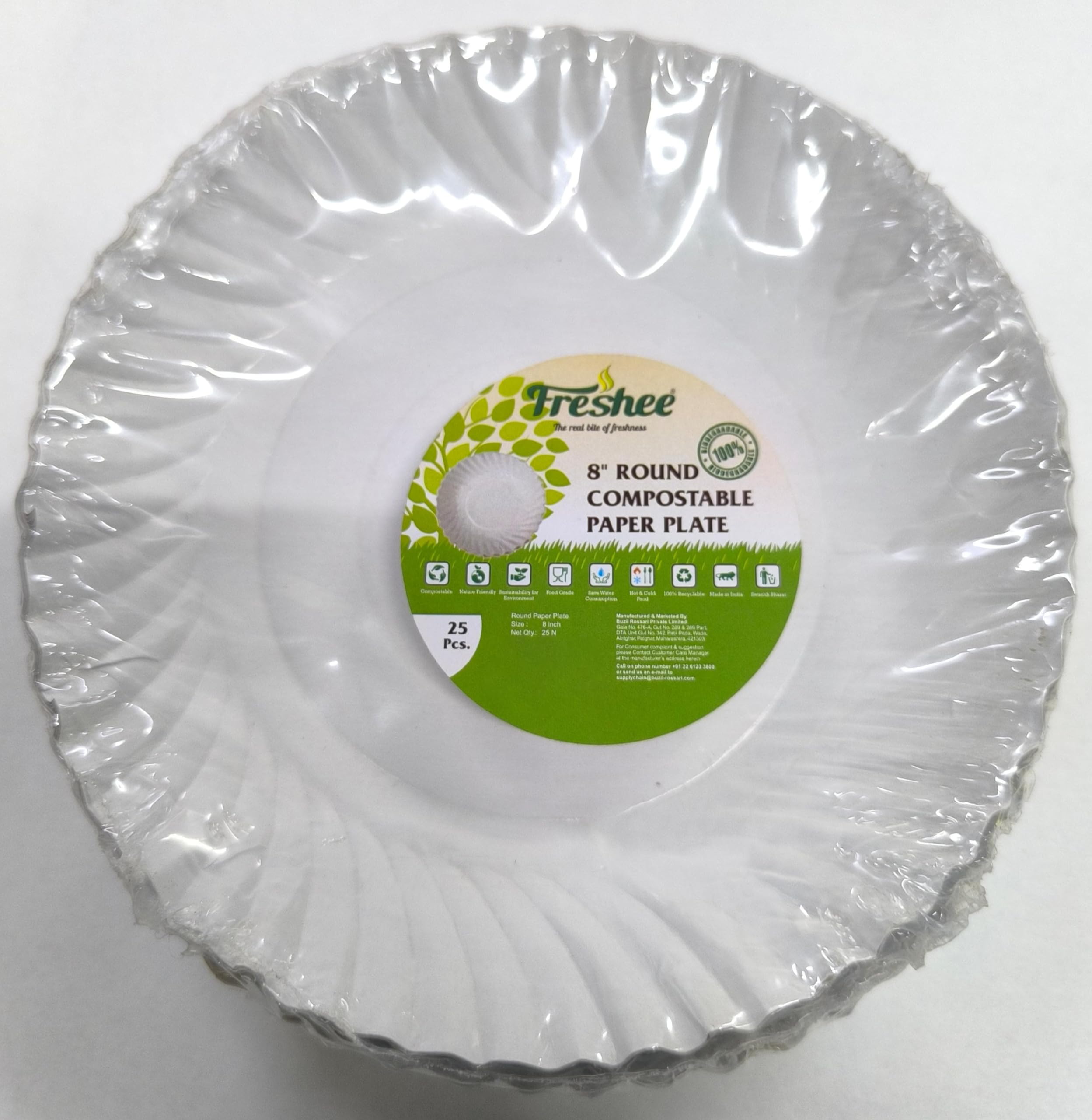 Freshee Paper Plates - 25 Pack, Compostable & Durable -7 Freshee Paper Plates - 25 Pack, Compostable & Durable -7