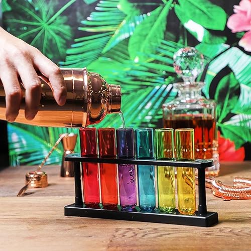 Miniatura 2 de Juvale Paquete de 4 tubos de ensayo de plástico con estante para fiestas, propagación de plantas, soporte para vasos de chupito para fiestas de