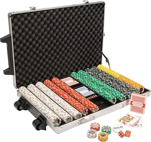 Juego de fichas de póquer con incrustaciones de monedas, estuche de aluminio de transporte Fichas de póquer de calidad de casino de 0.53oz con