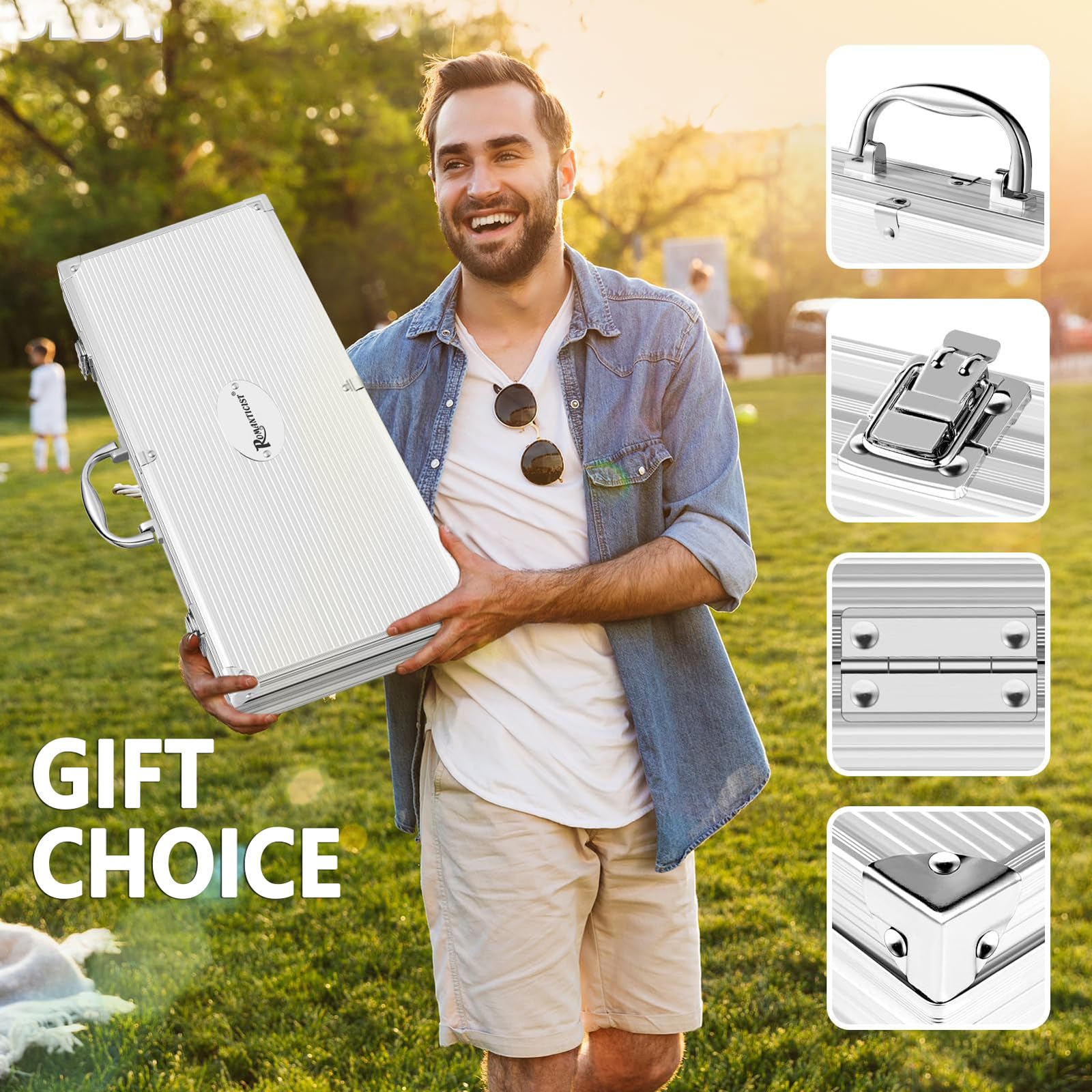 Set Barbecue con valigetta portatile set di utensili per barbecue Include: pinze per barbecue,spatola,forchetta da carne in acciaio inox con Tappetino per Barbecue per Campeggio/Regalo