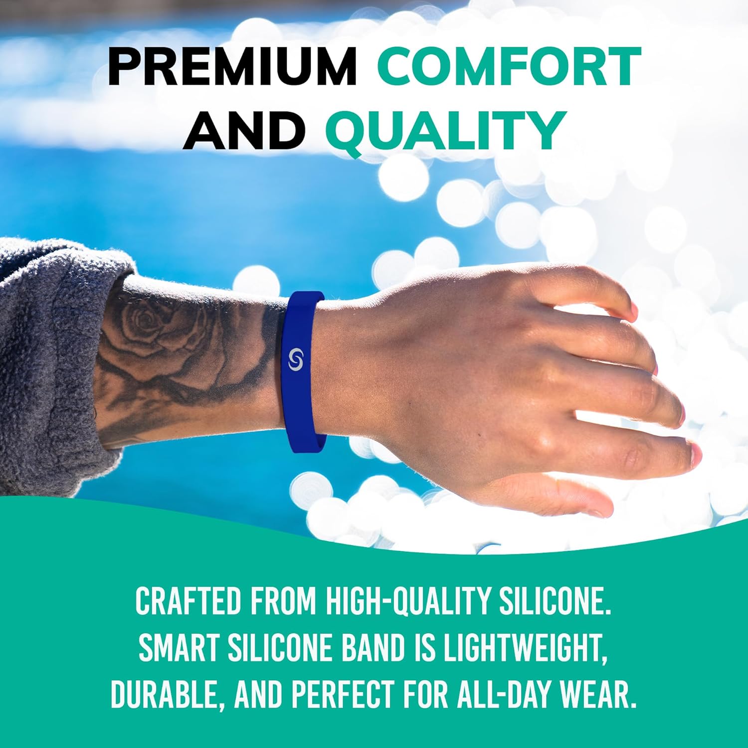 Contact CO. Smart Silicone NFC Wristband, Sleek Durable Smart Band with Instant App-Free Sharing, Seamless Band for Tech Enthusiasts and More, Blue