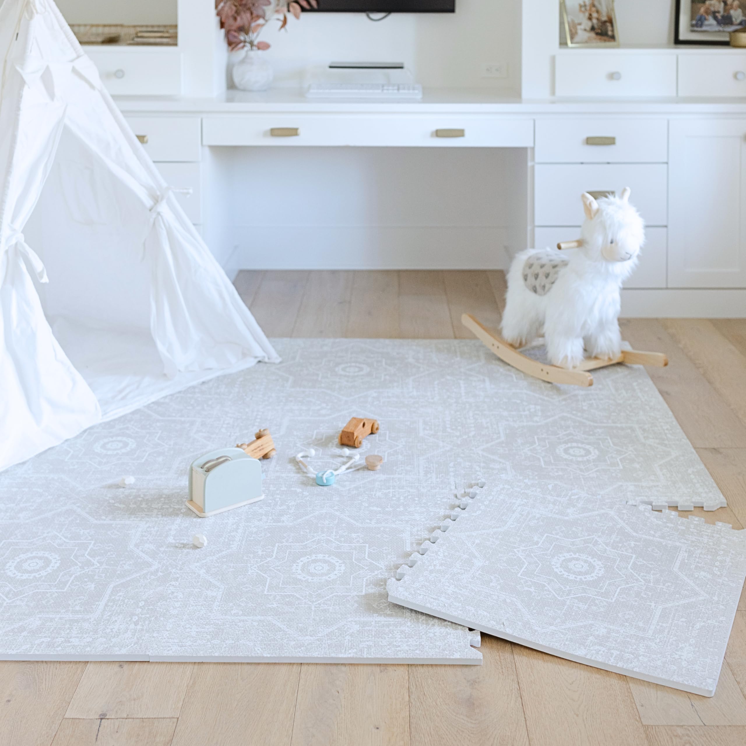 Little Landings Babyspielmatten für den Boden - Layla (1,2 x 1,8 m) - Premium EVA-Schaum Spielmatte für Babys und Kleinkinder - Perfekt für Bauchzeit, Krabbeln, Spielzimmer, stilvoll und komfortabel