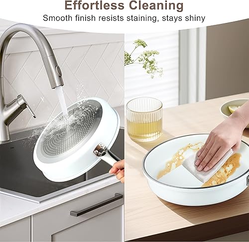 Miniatura 5 de Juego de 5 utensilios de cocina antiadherentes, ollas y sartenes antiadherentes de aluminio con tapas de vidrio, compatibles con todas las estufas,