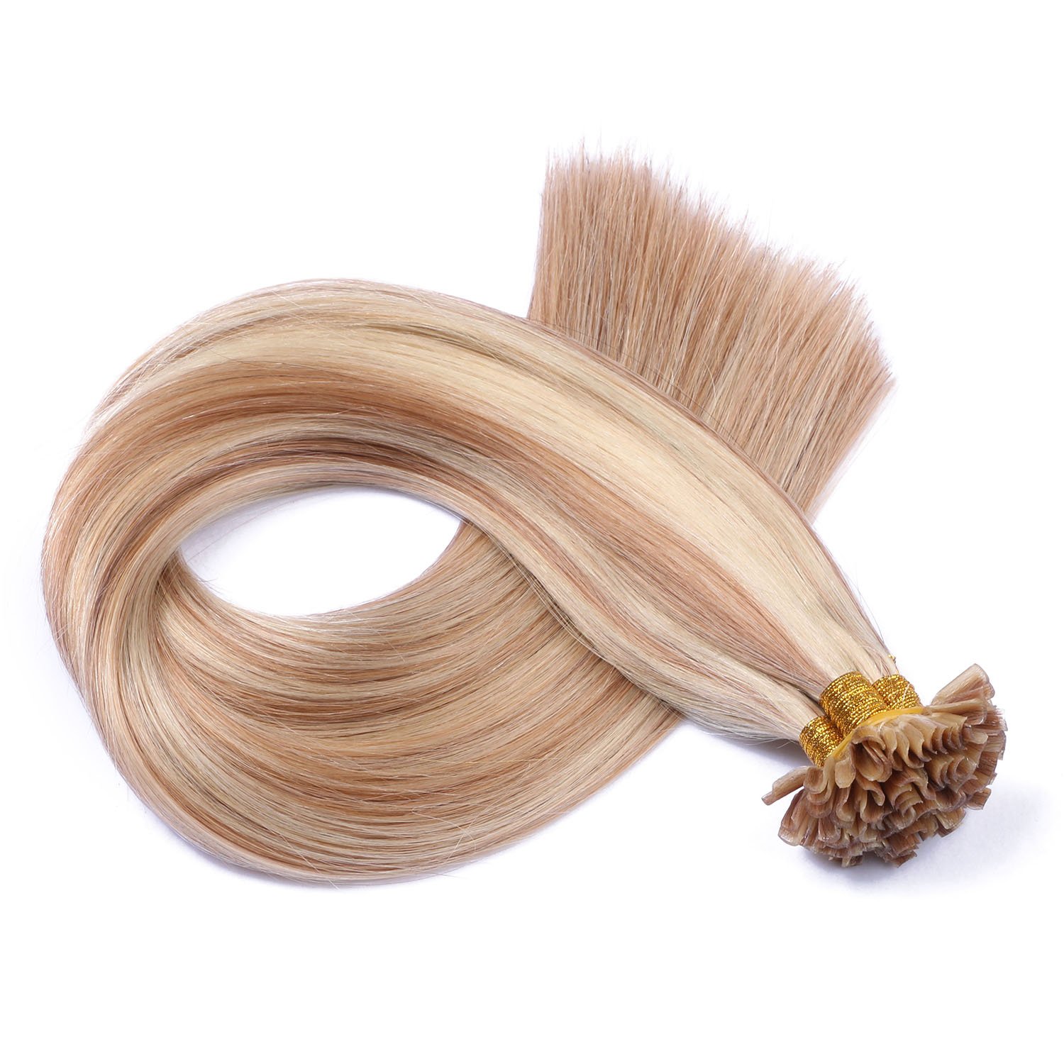 Keratin Bonding - # 12/613 GESTRÄHNT - 40cm - 100 Strähnen - 1g - 100% Remy Echthaar Haarverlängerung U-Tip Extentions by NOVON Hair Extensions mit sehr hoher Qualität