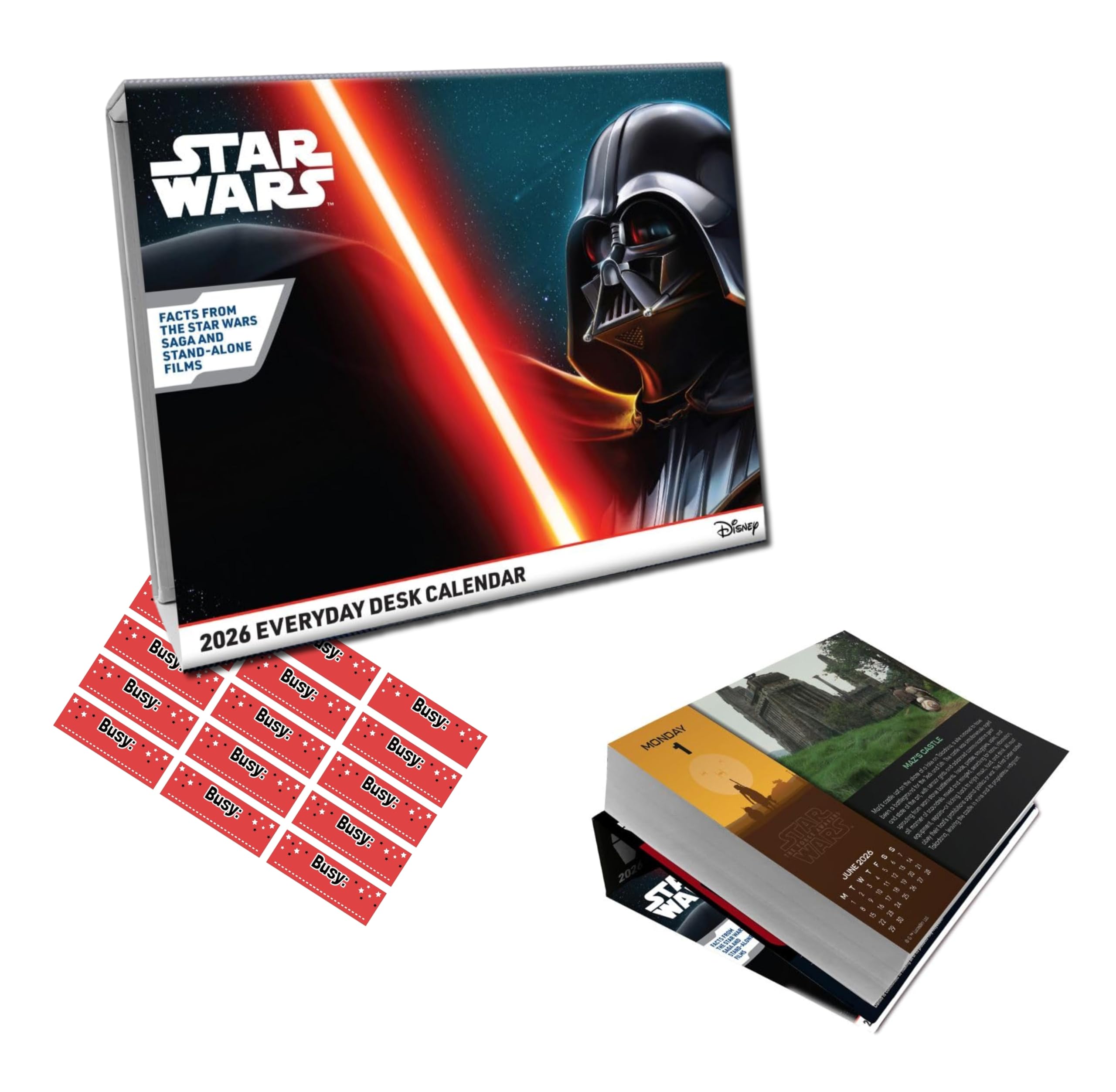 Star Wars Calendar 2026 Desk Block Daily Tear off Calendar Star Wars Classic with FREE Organising Stickers Included