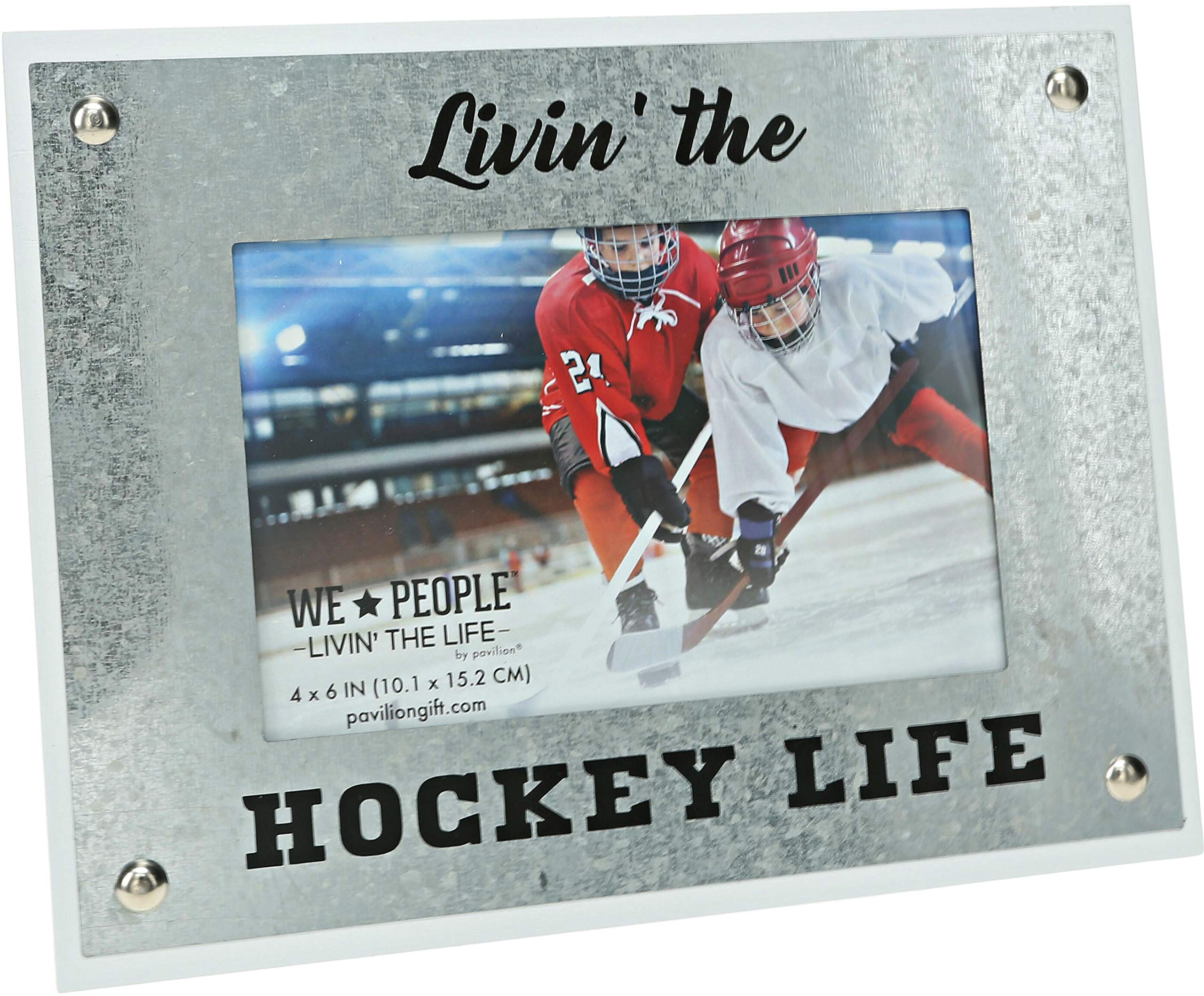 Pavilion Gift company Livin' The Hockey Life-8,5 x 6,5 inç şövale arka resim çerçevesi, MDF, gri