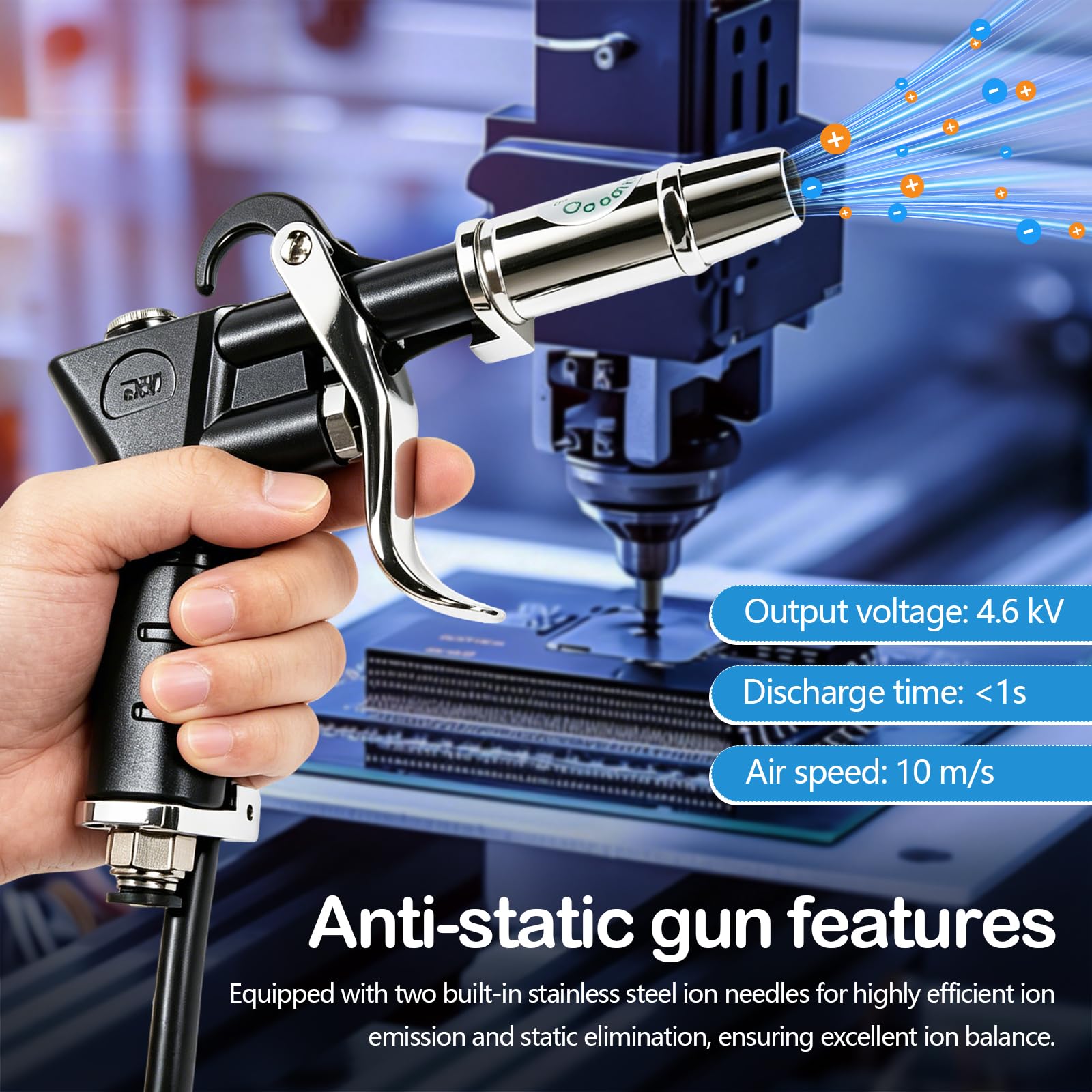 Pistola Antiestática Pistola de Aire Ionizante con Generador de Alto Voltaje Eliminador Electrostático para Eliminación Electrostática Industrial