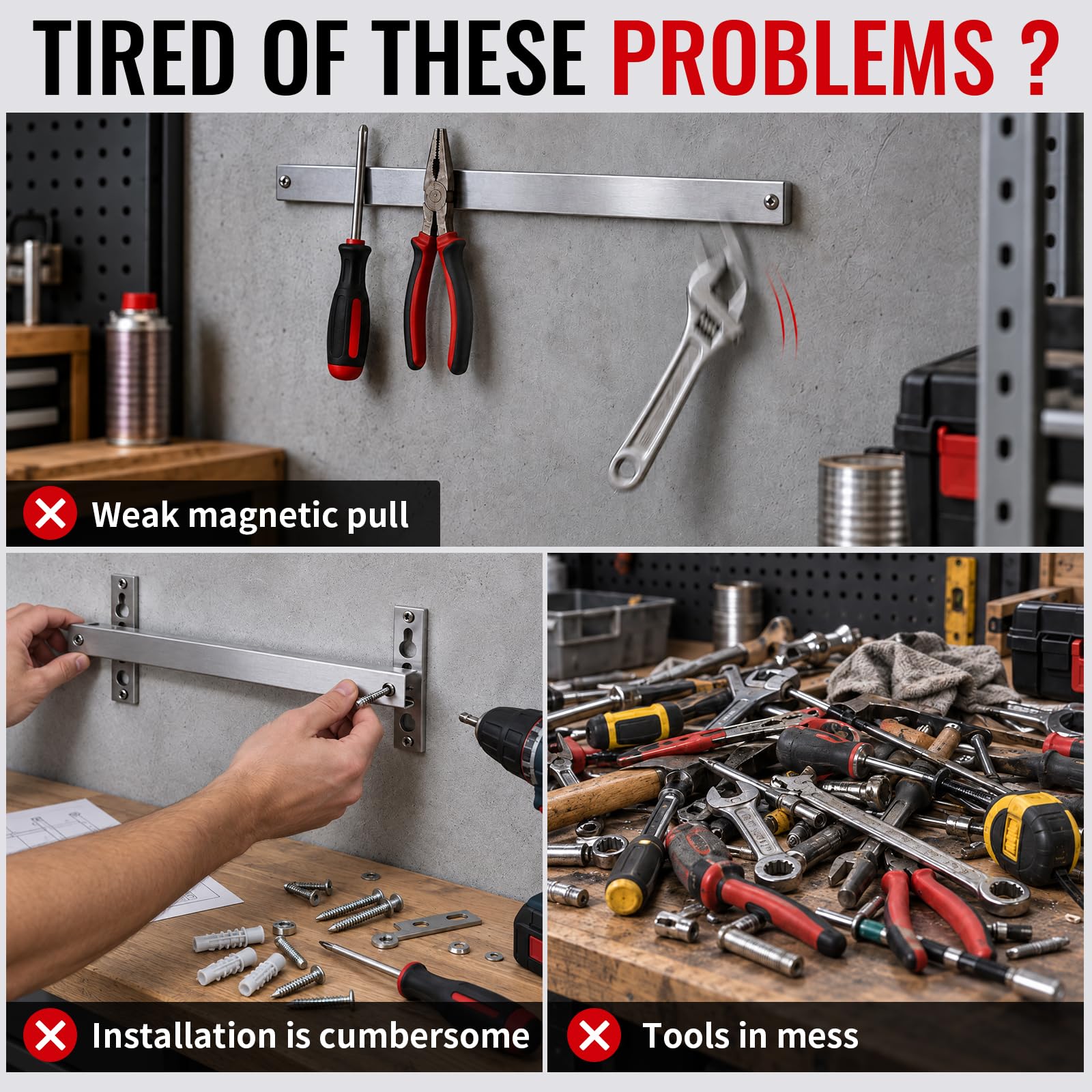 GRENPRO Double-Sided Magnetic Tool Holder, 12" Magnetic Tool Bar, 110 lb — Amazon image 3
