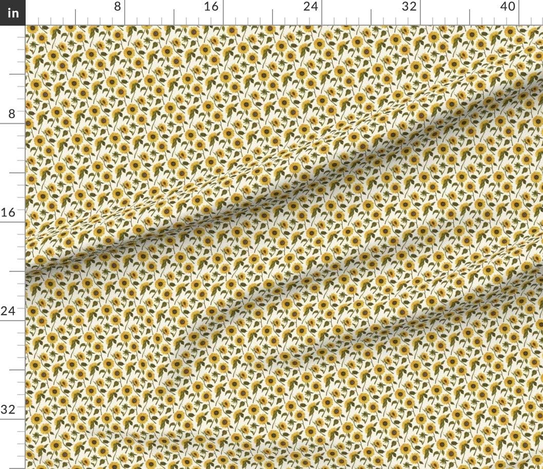 Spoonflower Fabric - Sunflower Yellow Small Floral Sunflowers Garden Field Flowers Printed on Cotton Poplin Fabric by The Yard - Sewing Shirting Quilting Dresses Apparel Crafts
