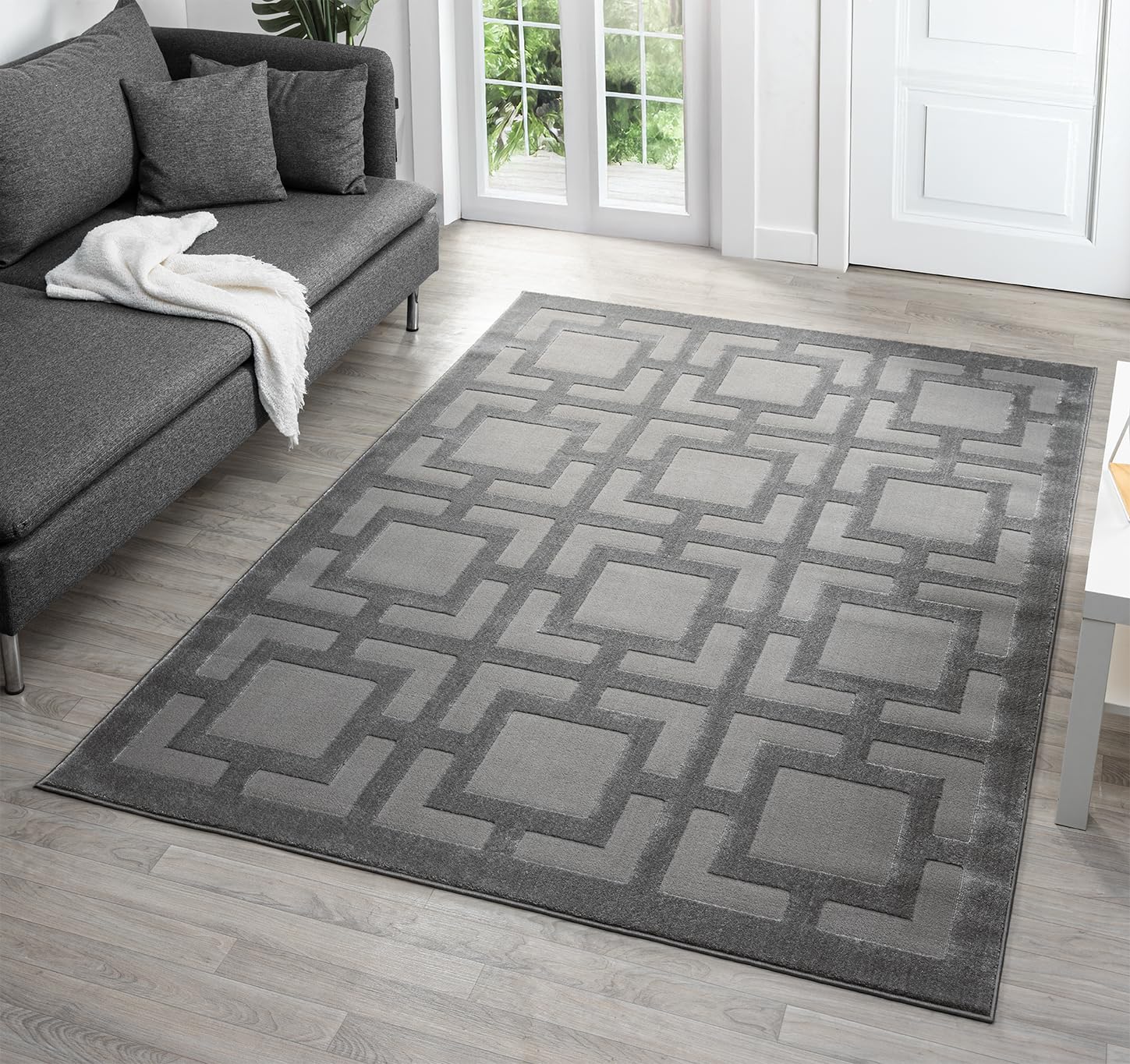 Desire Rugs Vellure Grey Metallic Sheen Maze Rug - 160 x 230cm