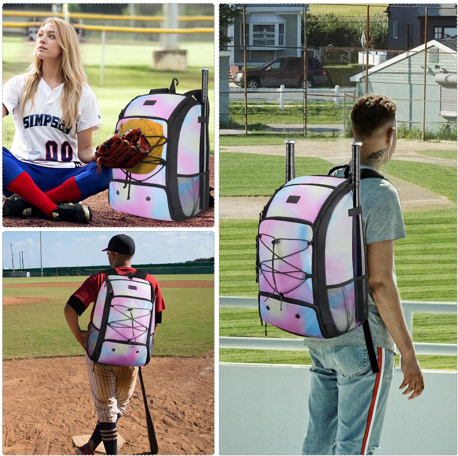 MATEIN Baseball Backpack & Youth Baseball Backpack Bundle Lightweight Baseball Bag with Shoes Compartment & Large Boys Baseball Bat Bag with Clear Display Pocket