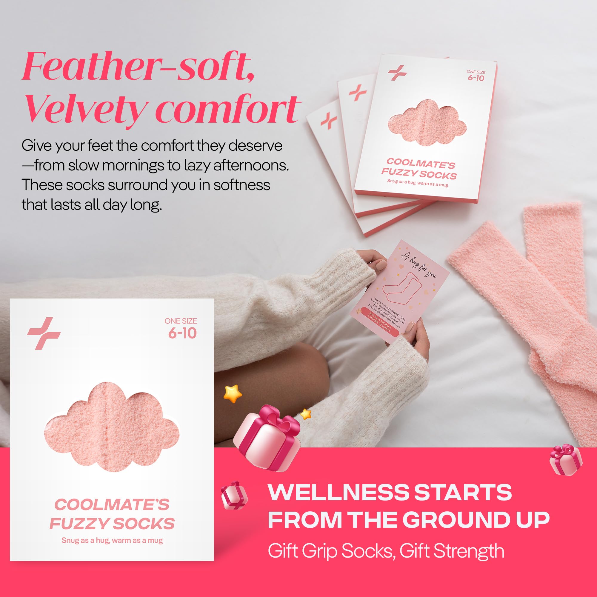 COOLMATE Fuzzy Socks for Women Gift Box – Cozy Soft Cloud Socks for Spa Home, Mother’s Day Gifts for Mom Grandma