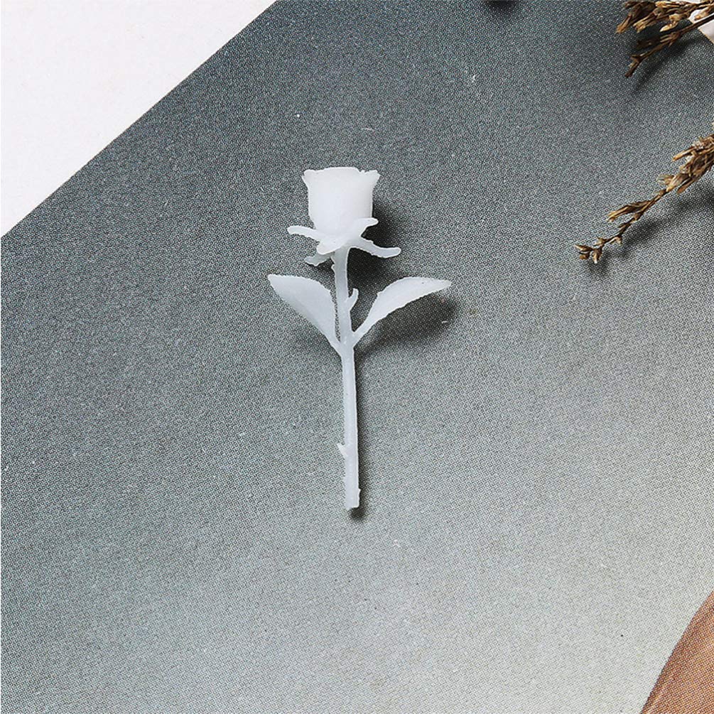 Healifty Rose Epoxy Molds 4pcs Miniature Ornament Models Handmade Crystal Glue Rose for DIY Decor