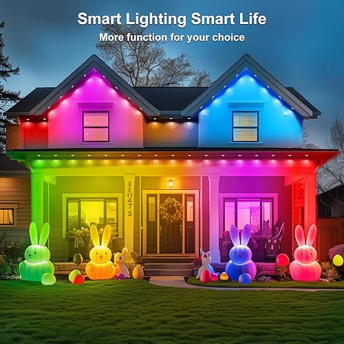 Miniatura 2 de LemonNova Luces permanentes para exteriores, luces inteligentes RGB para exteriores, 150 pies con 108 luces LED de alero IP68 impermeable para