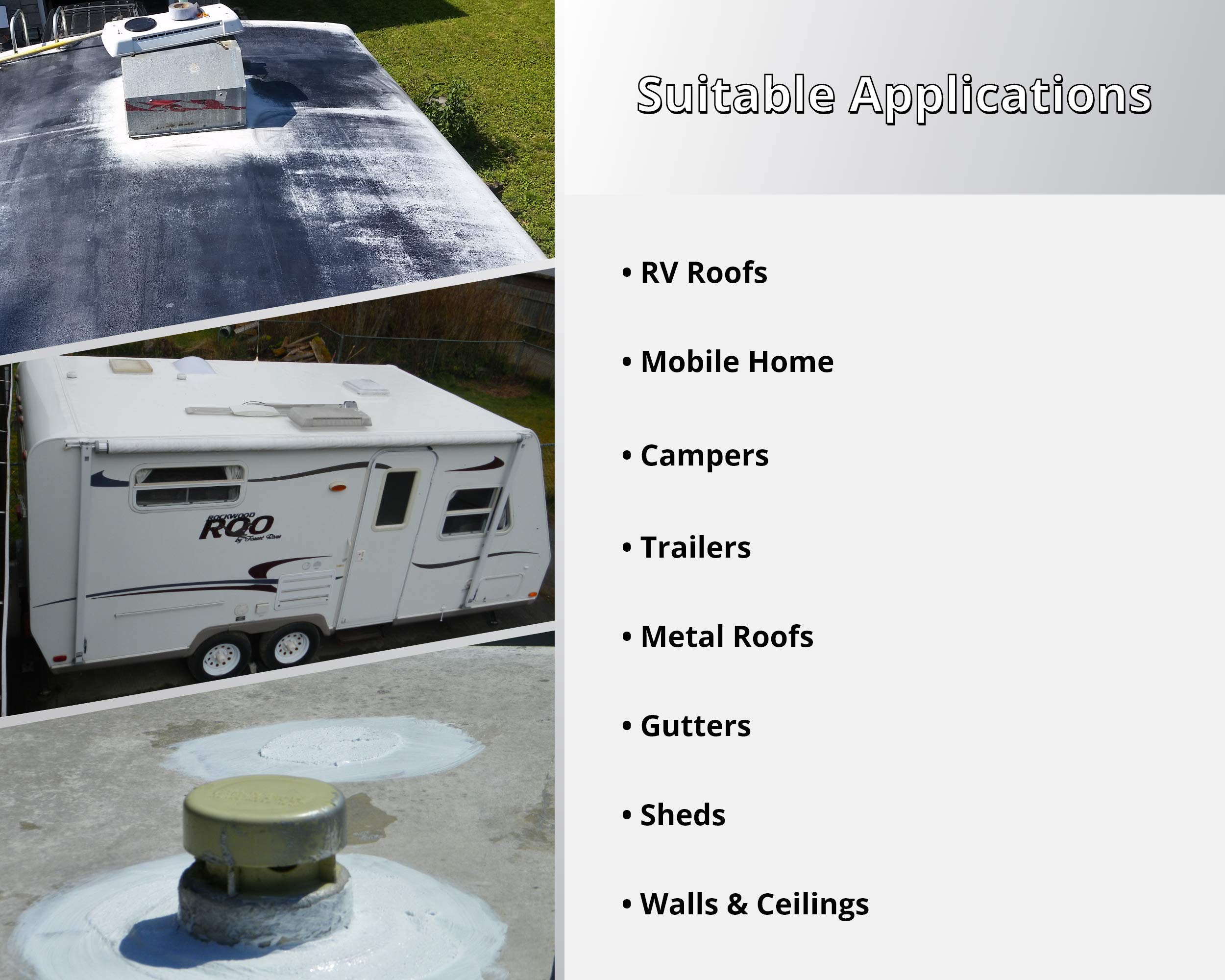 Liquid Rubber RV Roof Coating Solar Reflective Sealant, Trailer and