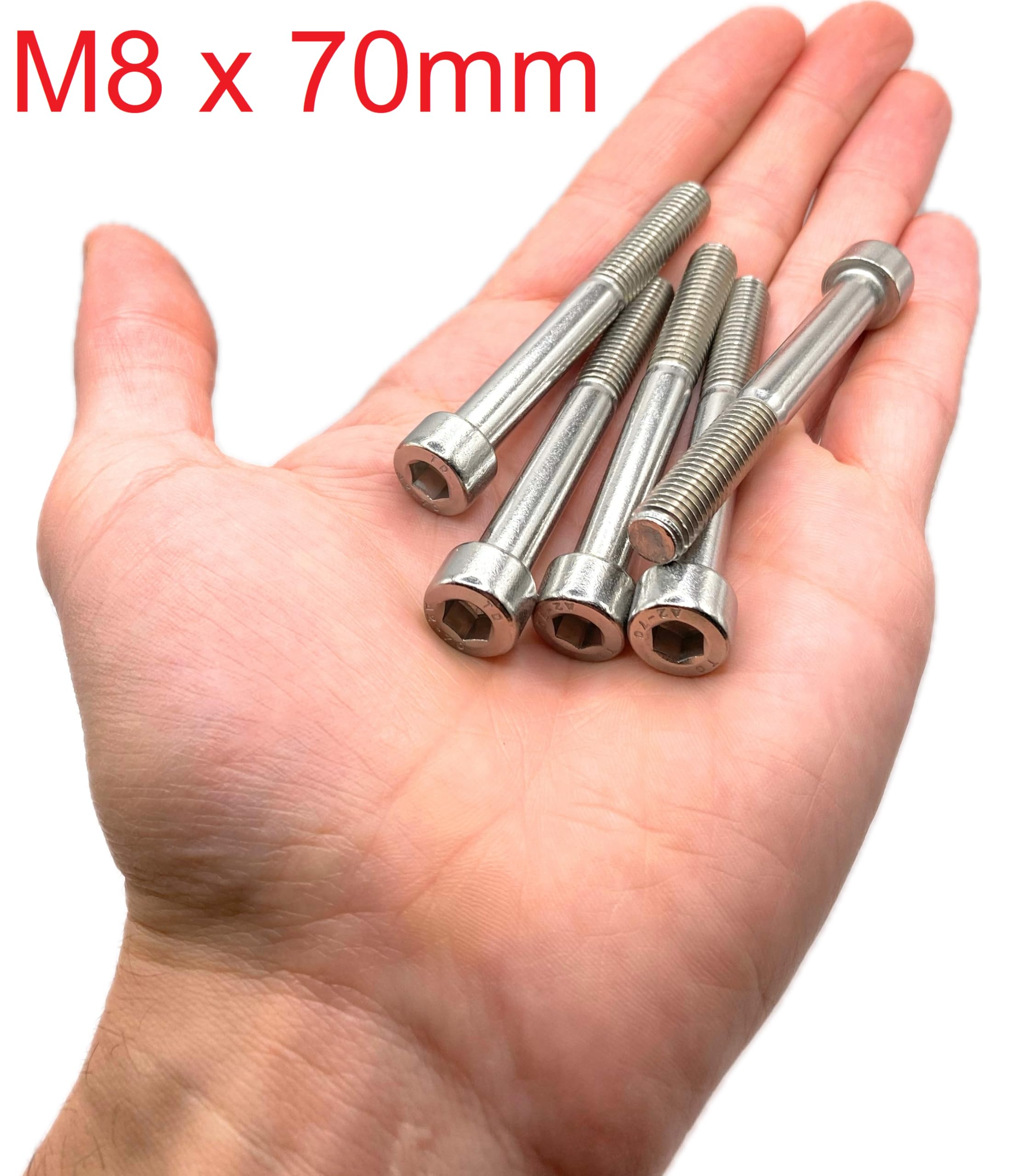 Screws Stainless Steel M8 x 70 mm Cylinder Head BTR Diameter 8 x 70 mm, A2 stainless steel, M8 x 70mm - Image 2