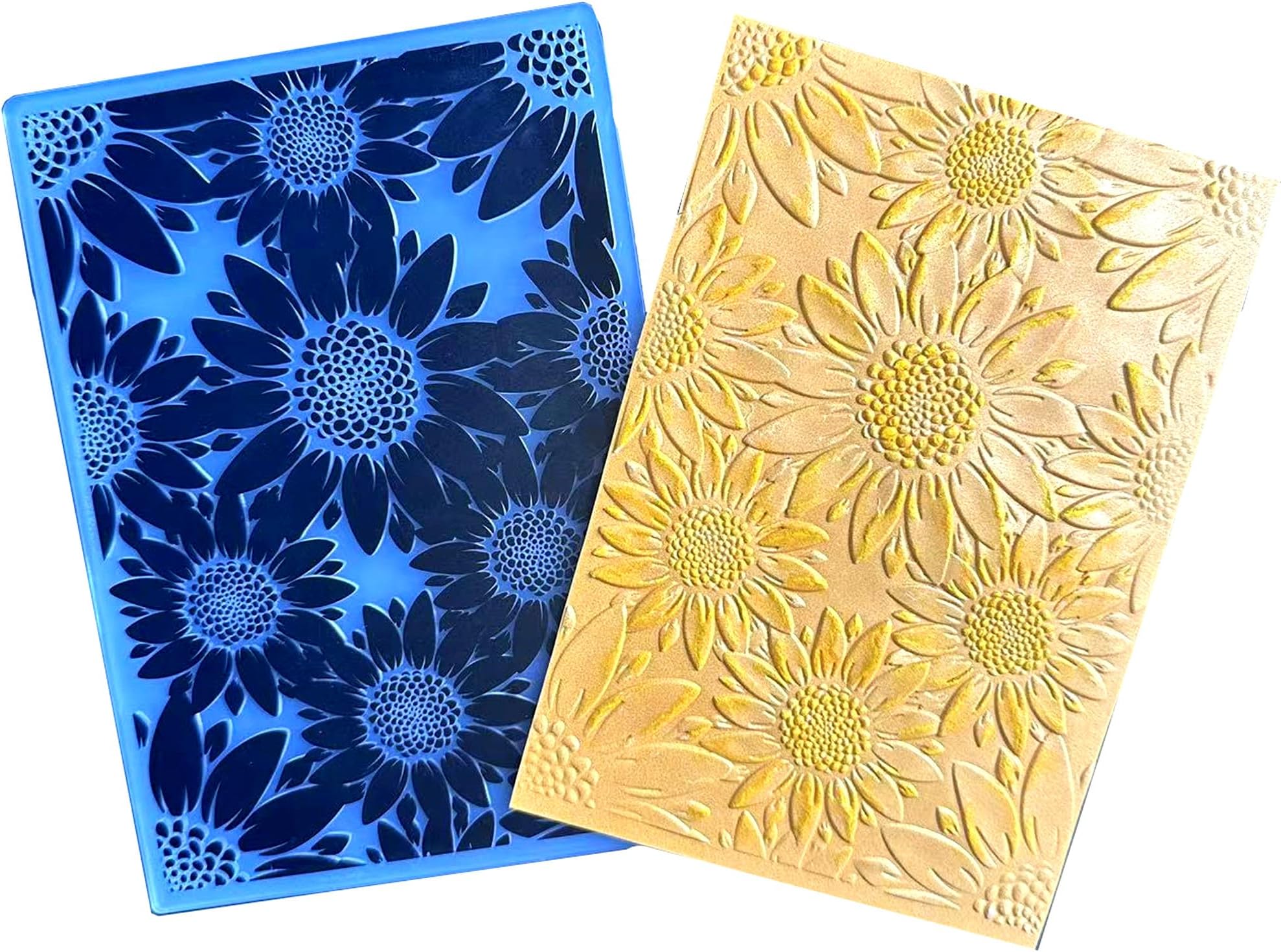 Arbuya 3D Textured Sunflowers Plastic Embossing Folders for Card Making or Journaling Floral Embossing Folder for Gift Tag Paper Crafting Home Decoration