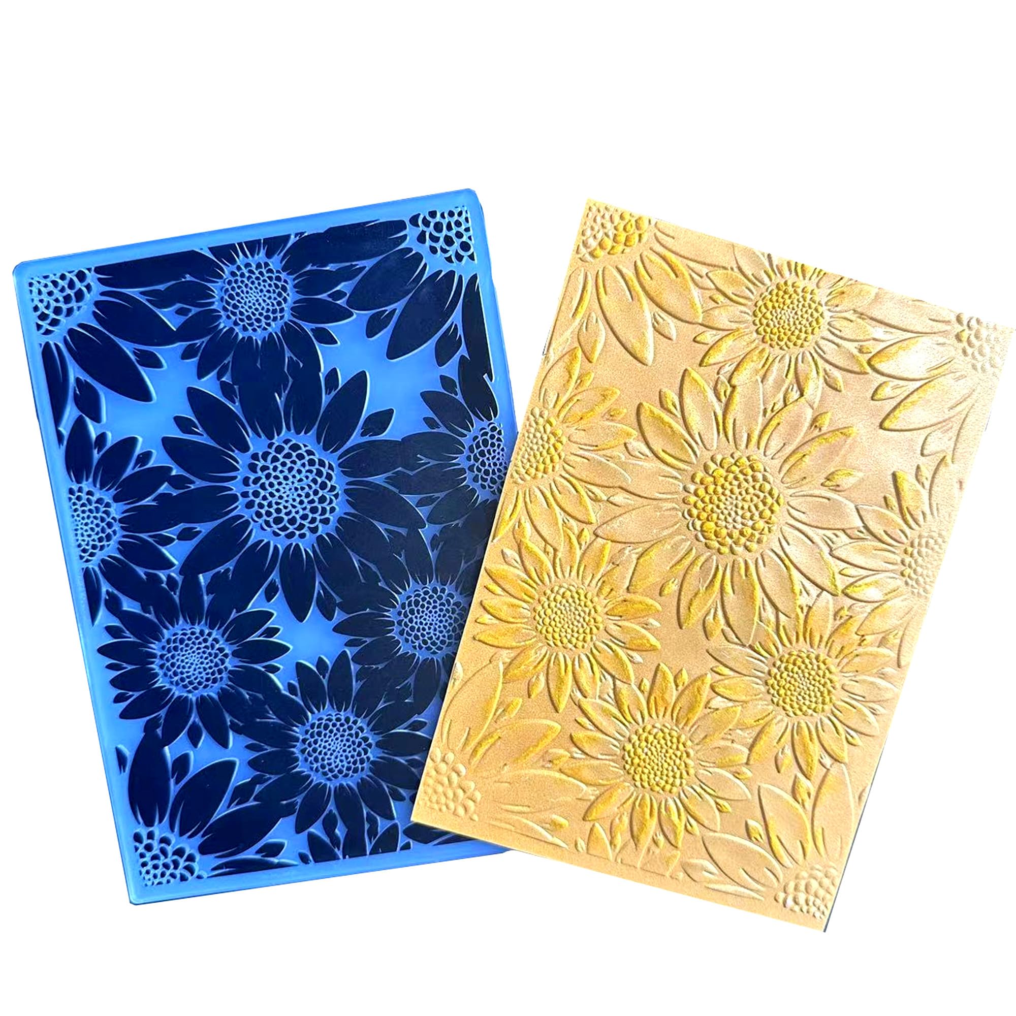 Arbuya 3D Textured Sunflowers Plastic Embossing Folders for Card Making or Journaling Floral Embossing Folder for Gift Tag Paper Crafting Home Decoration