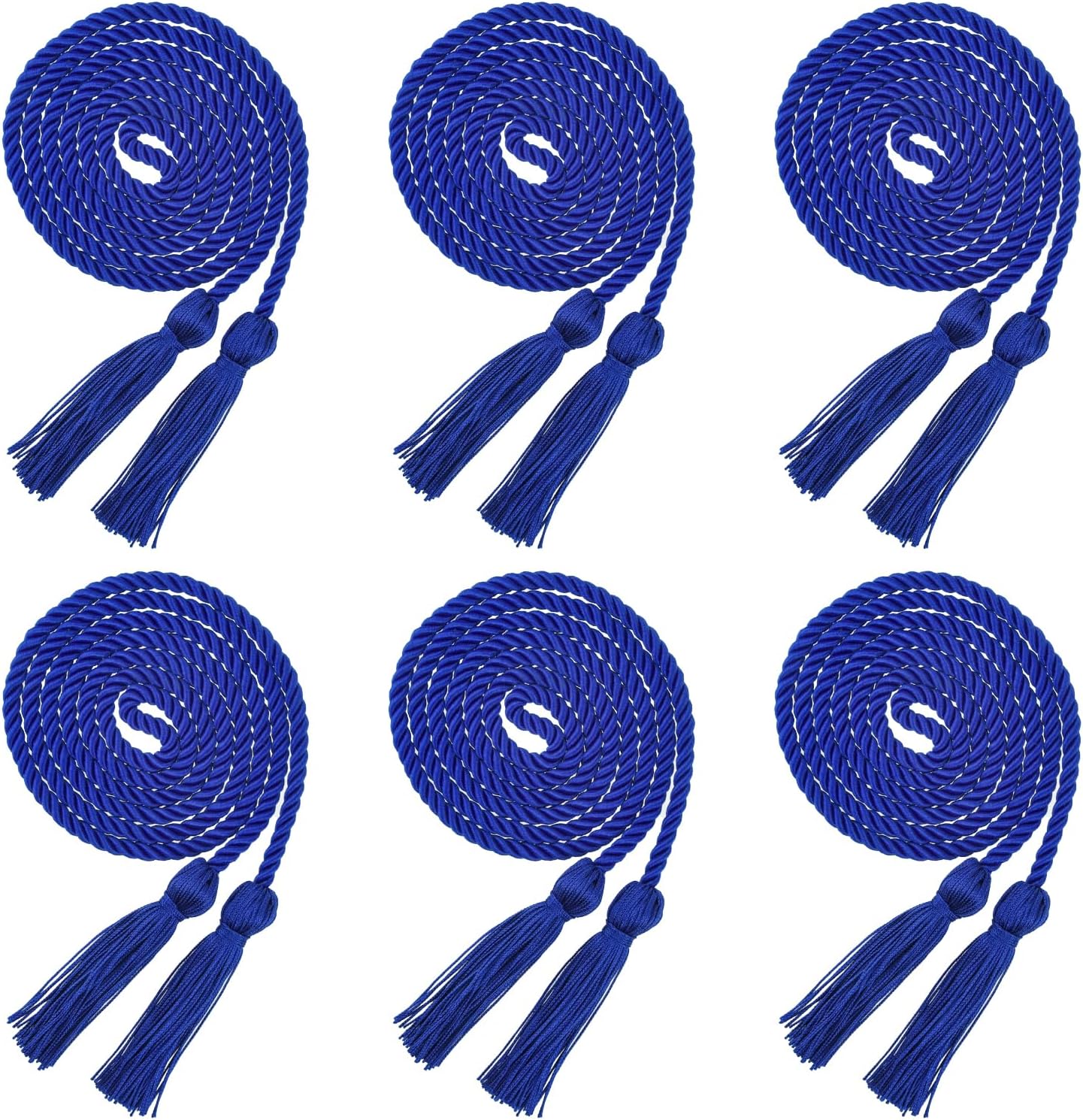 HOVEOX6 Pieces Graduation Cords Tassels Cord Honor Cords with Tassel Graduation Honor Cords for Graduation Students (Blue, 6)