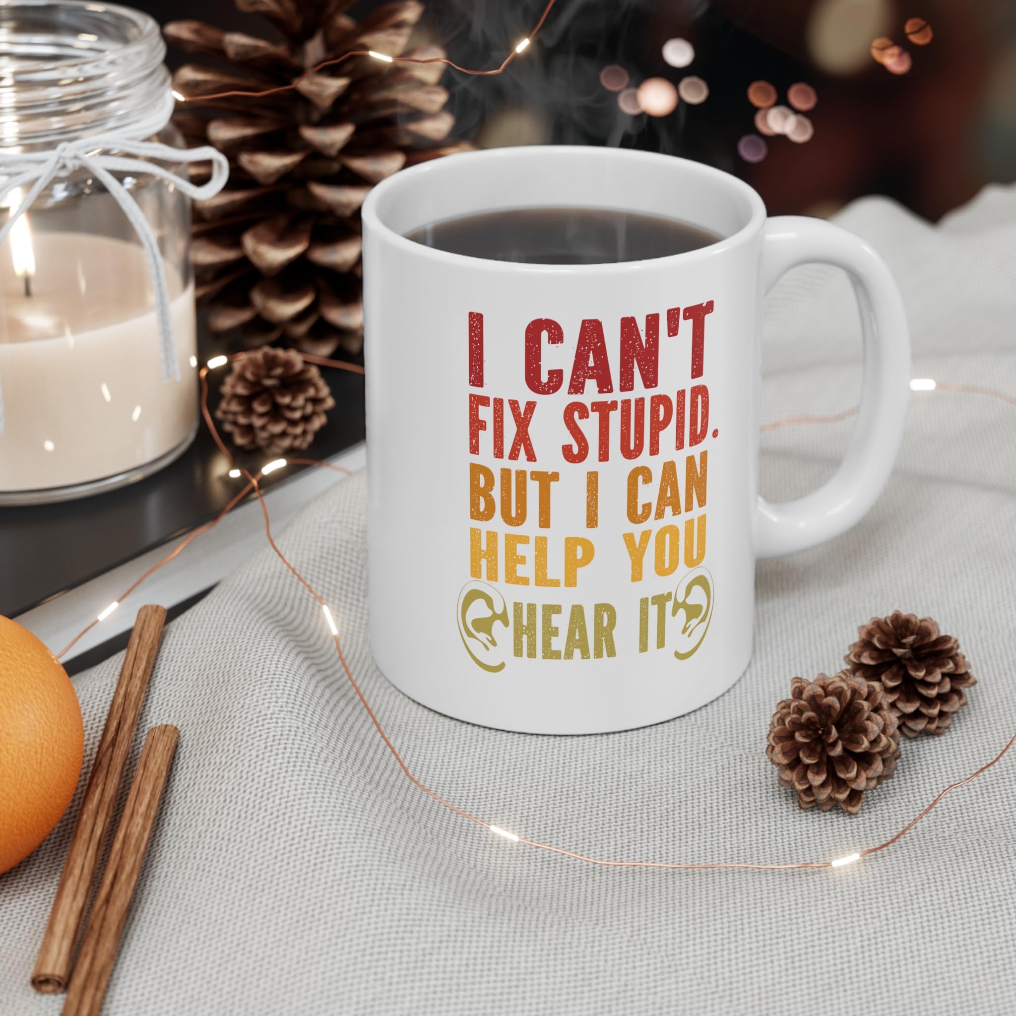 Tazza Per Audiologo Con Scritta 'I Can't Fix Stupid But I Can Help You Hear It', 325 Ml, Nera - 4