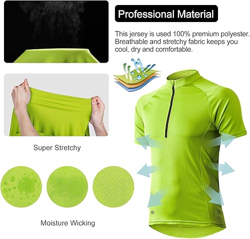Miniatura 10 de INBIKE Mens Cycling Jerseys Moisture Wicking Short Sleeve Quick Dry Bike Jersey Long Sleeve Running Tops Breathable