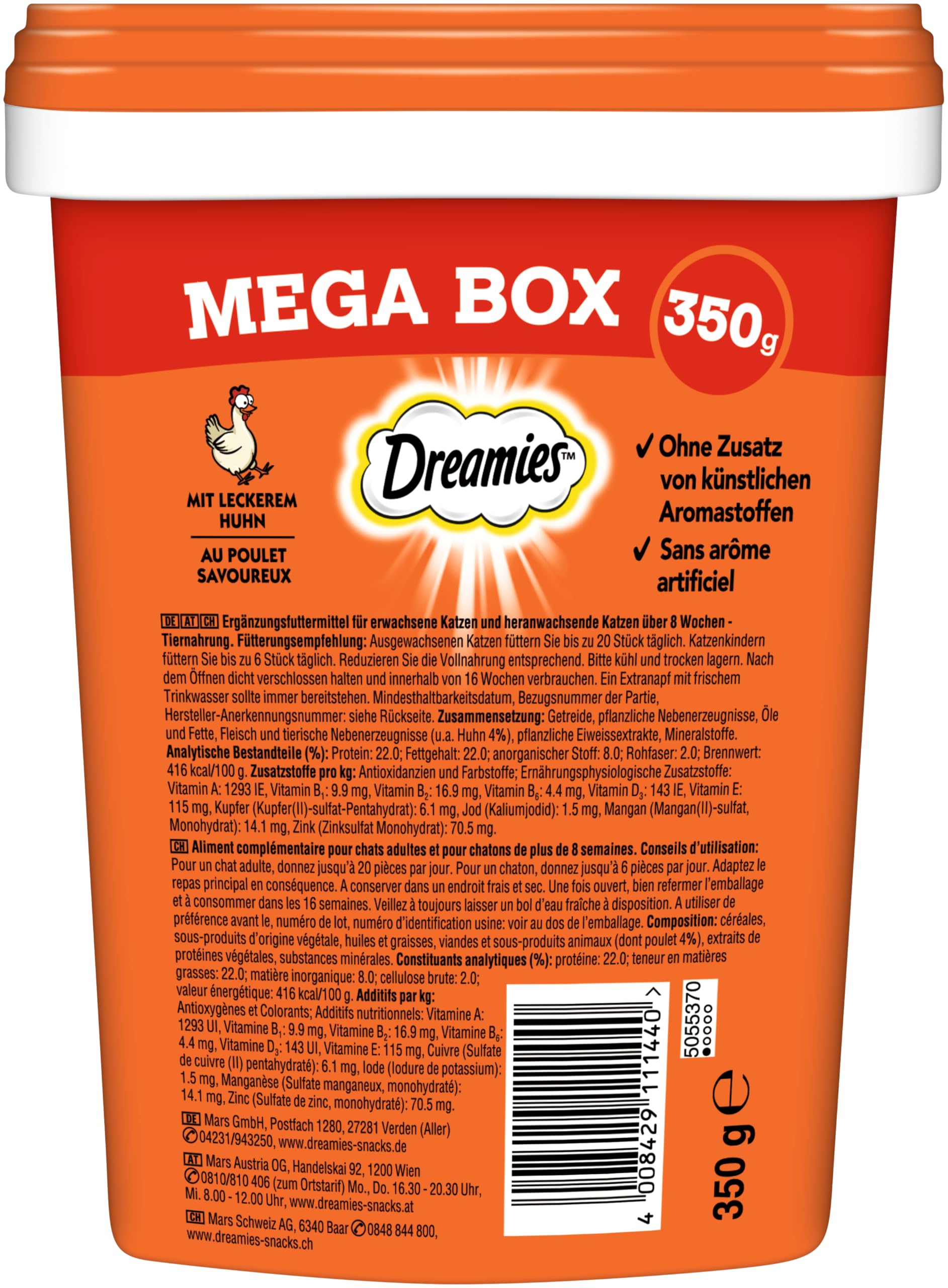 Dreamies Przysmak dla kota z kurczakiem MEGA PUDEŁKO 350 g