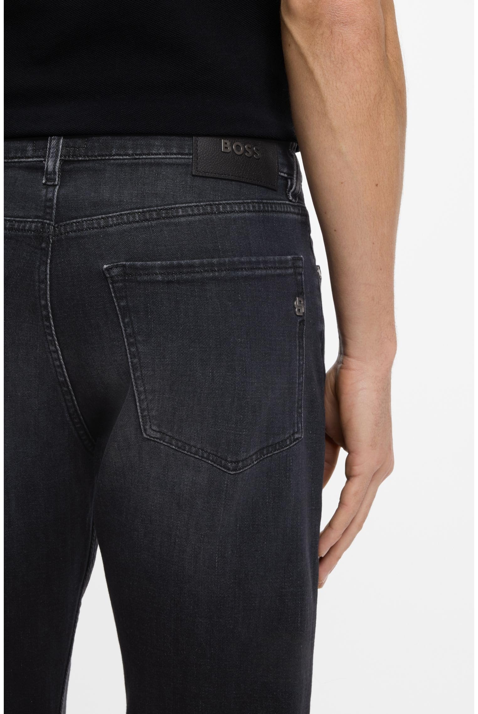 Boss Herren H-Re.Maine Maine Schwarze Regular-Fit Jeans aus besonders softem italienischem Denim Anthrazit 33/30 – Bild 6