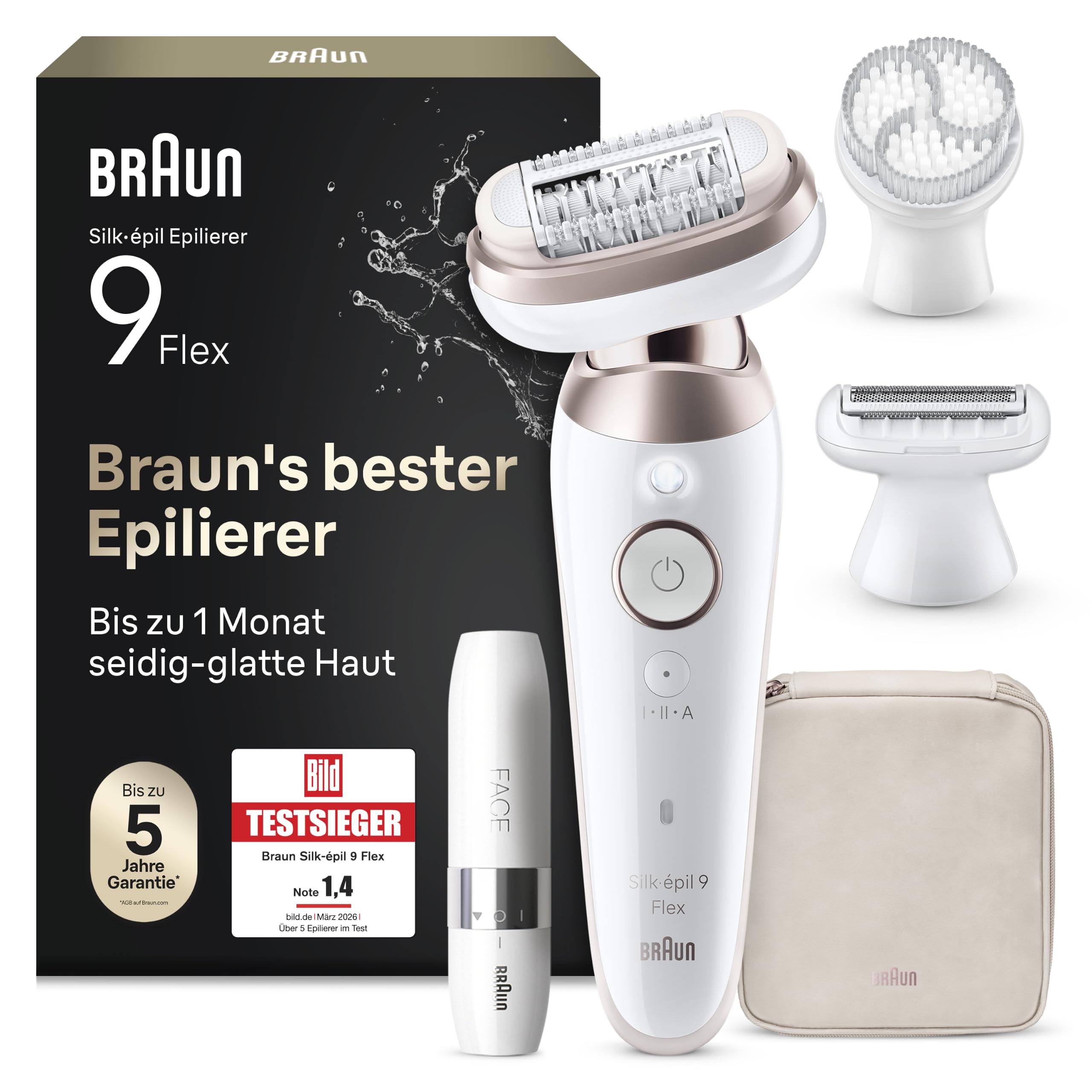 Braun Silk-épil 9 Flex Epilierer Damen 9-306 3D Weiß/Rosa Titan