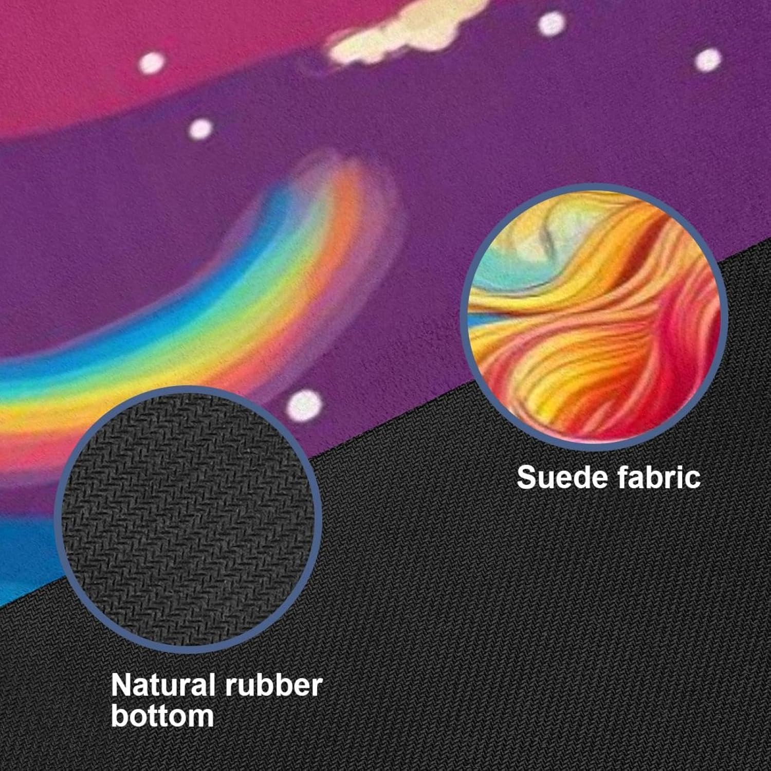 Yoga Towel, Rainbow Unicorn Pattern Non Slip Sweat Absorbent Hot Yoga Mat Towel for Hot Yoga, Pilates and Fitness - 72.8" x 26.8"