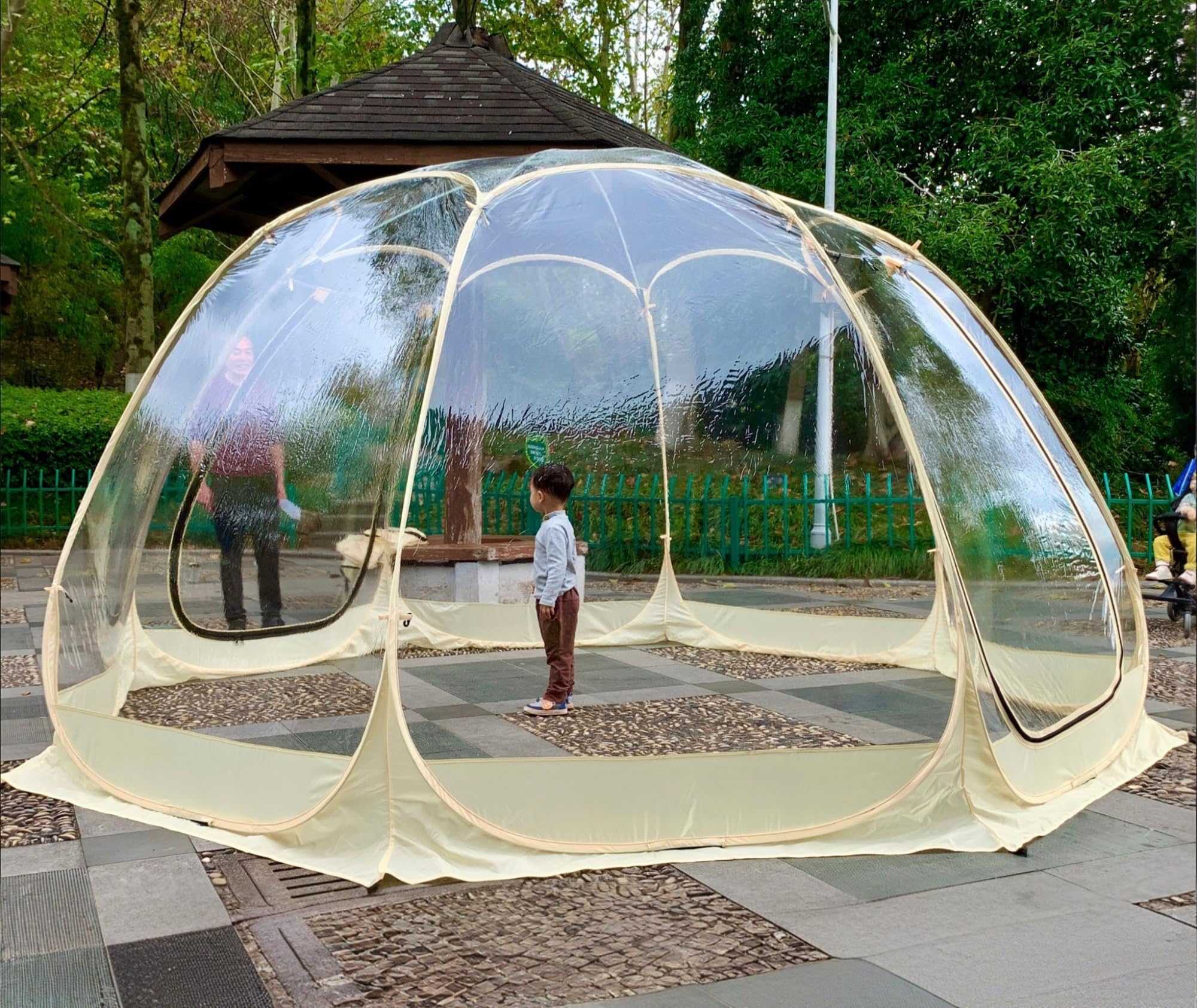 Garten Transparentes Bubble Zelt, Faltpavillon Wasserdicht Stabil, Partyzelt Camping Tent Bietet Platz für 2-5 Personen, Familienzelt/Kuppelzelt für 