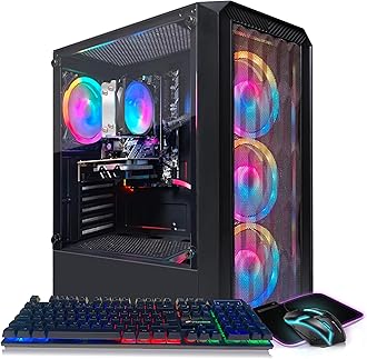 STGAubron Gaming Desktop PC, Radeon RX 590 8G GDDR5, AMD Athlon 3000G 3.5G, 16G DDR4 Memory, 512G SSD, 600M WiFi, BT 5.0, RGB Fan x 4, RGB Keyboard & Mouse & Mouse Pad, W11H64