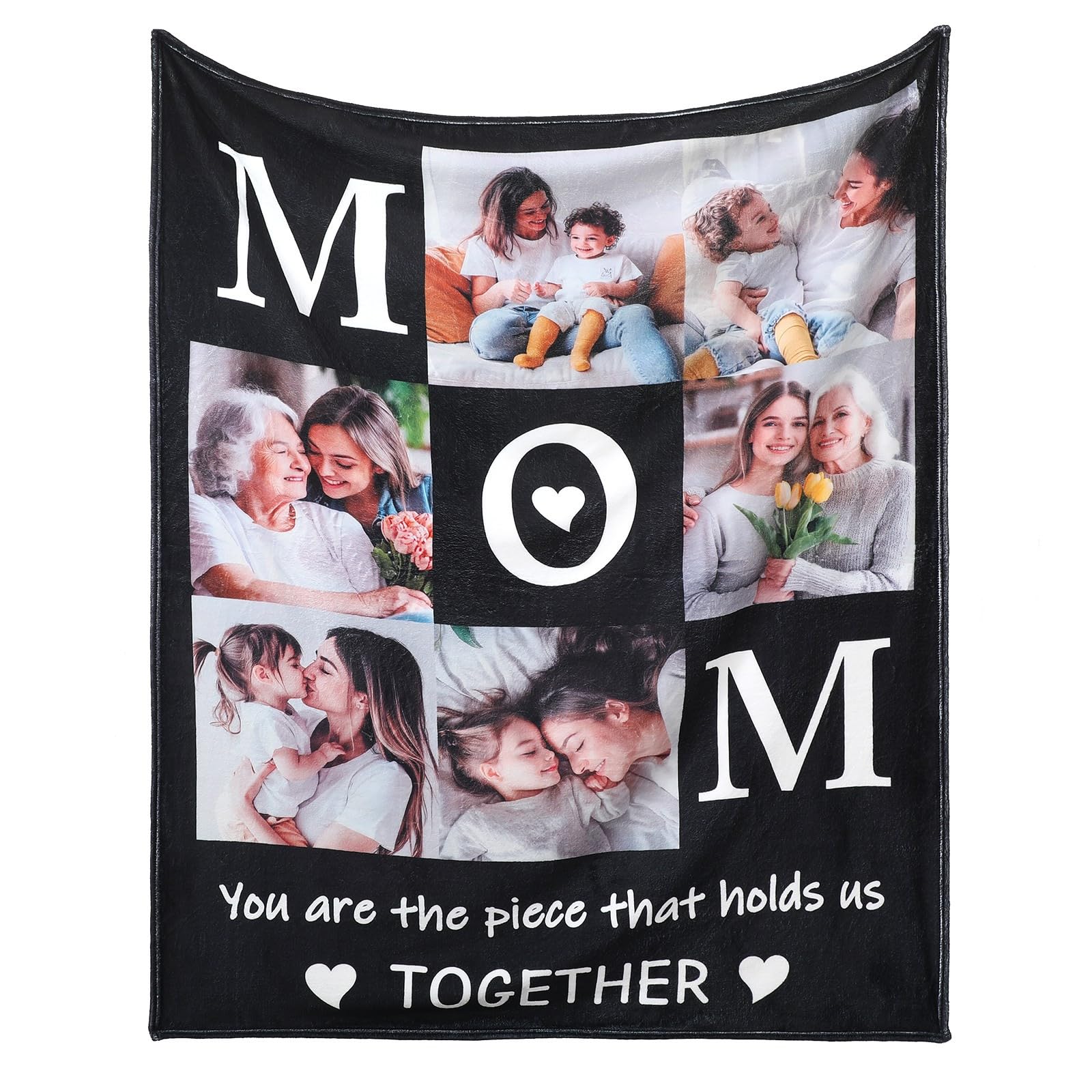 Snewvie Personalised Gifts for Mum - Custom Blanket with Photos, Flannel Mum Blanket for Birthday & Mothers Day (6 Photos)