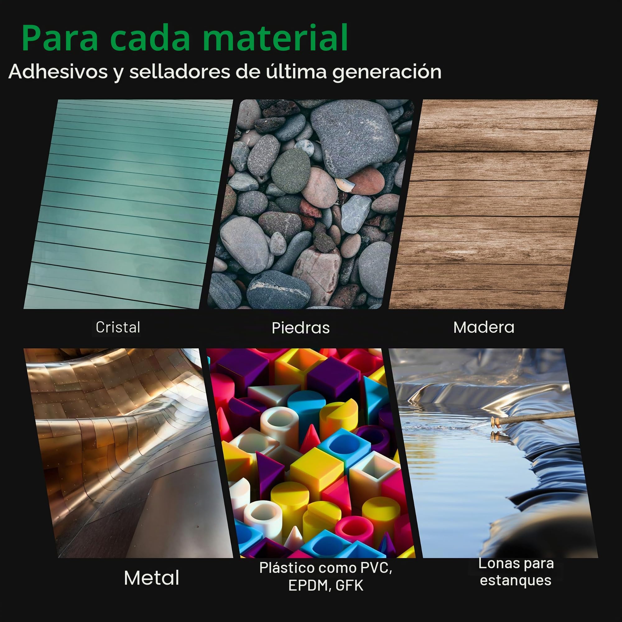 Wagner Green Adhesivo subacuático para piscina, acuario y estanque MS pegamento de polímero, negro, 310 ml, en cartucho DIN, reparación especial, sellador, adhesivo estanque, sellado láminas PVC EPDM