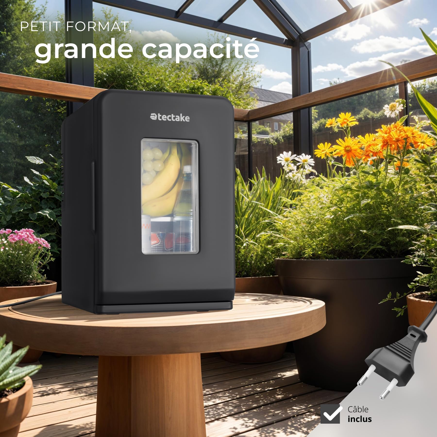tectake Mini frigo de voiture 14L, 2en1 Refroidissement et chauffage, glacière électrique portable
