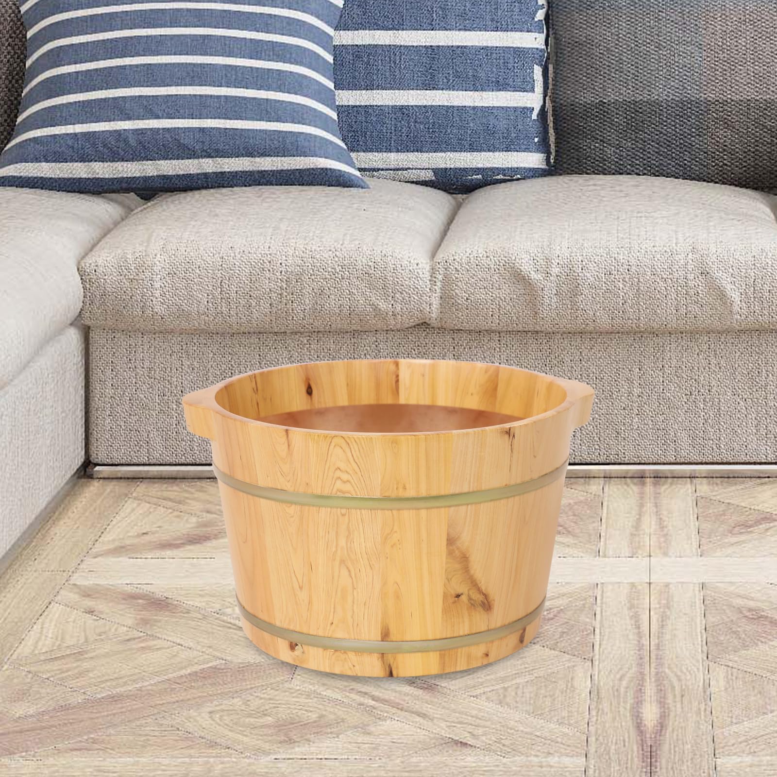 Cubeta de pies y baño de pies de madera de ciprés 36,5 x 25 cm | Cuencos para pedicura y spa, portátiles y reutilizables, ideales para sauna y hotel