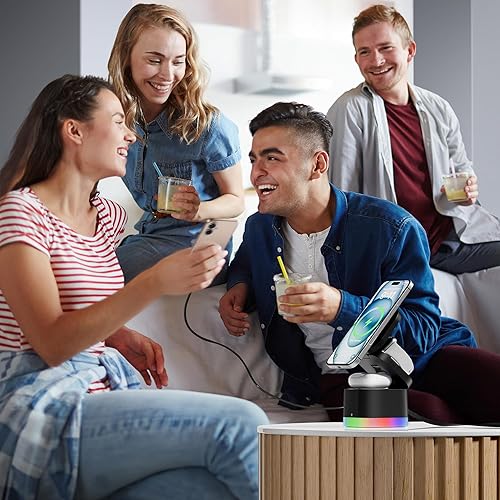 Miniatura 8 de Soporte de cargador inalámbrico magnético 5 en 1 con luz nocturna, estación de carga inalámbrica plegable con cable retráctil integrado, cargador