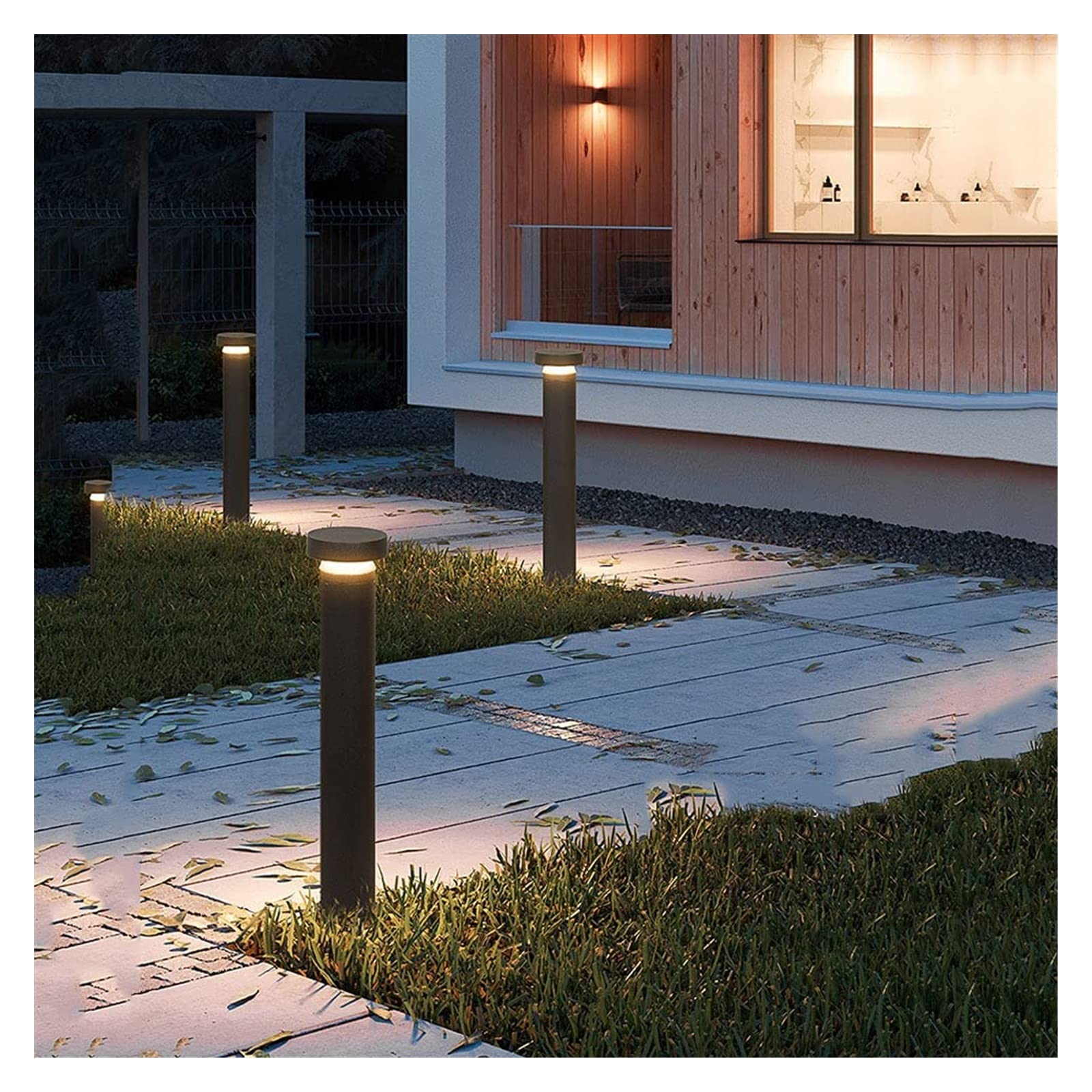 Lampada da Cortile a LED per Esterni Antipioggia Lampada da Testa a Colonna per Prato Decorazione da Giardino Lampada da palo Lampada da Tavolo per Recinzione per Cortile Corridoio comunitario