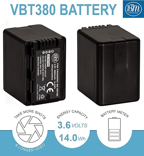 Miniatura 2 de BM Premium 2 baterías y cargador VW-VBT380 para Panasonic HC-V800K, HC-VX1K, HC-WXF1K, HCV510, HCV520, HC-V550, HCV710, HC-V720, HC-V750, HC-V770,