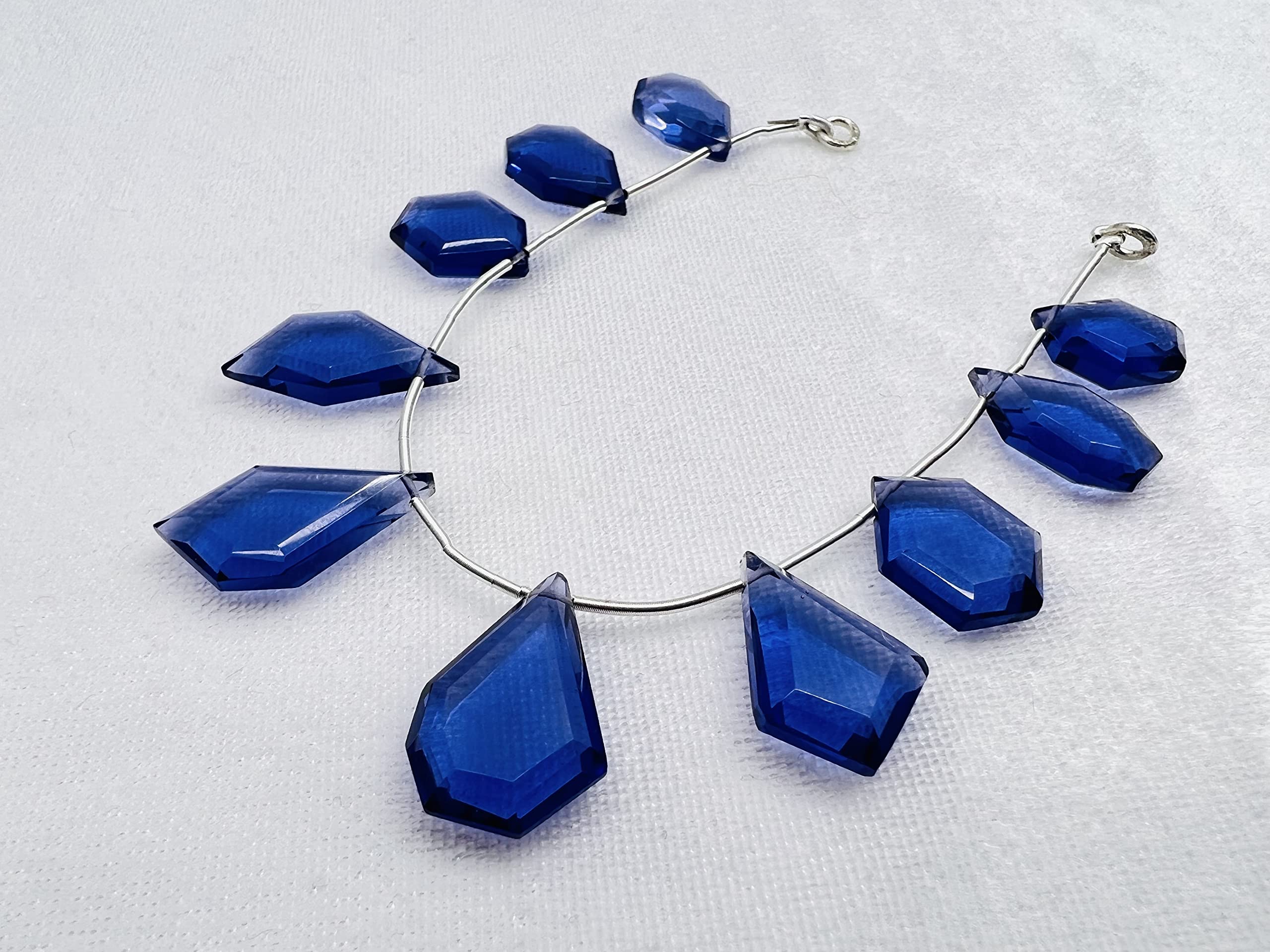 1 Strand Blue Sapphire Quartz 10 Pcs Beads Size 4x14-5x21mm Fancy Shape Cut Faceted Beads for Jewellery Making, Beading & Craft Supplies KCRAFTS-RK_k05