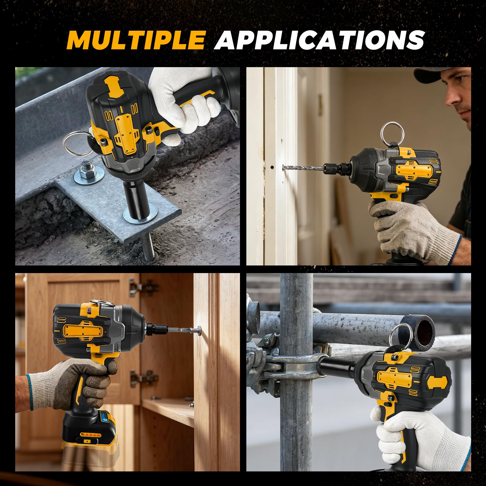Bezprzewodowy klucz udarowy do Dewalt 18 V 20 V, 1200 N·m (274.3 m-lbs) 1/5.1 cm bezszczotkowy pistolet udarowy o wysokim momencie obrotowym, elektryczny wkrętarka udarowa z 5 trybami prędkości, 5