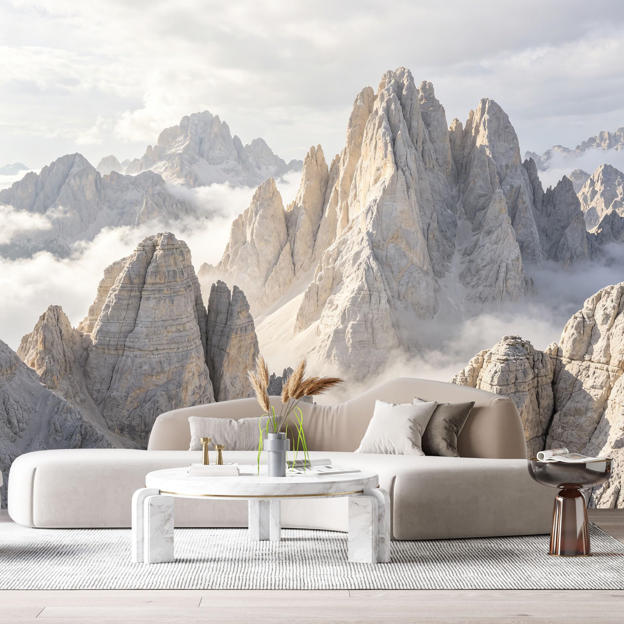 Custom Size Wall Murals Majestic Mountain Landscape Foggy Peaks Rocky Ridge SelfAdhesive Wall Fabric Removable Large Wallpaper for Photo Living Room