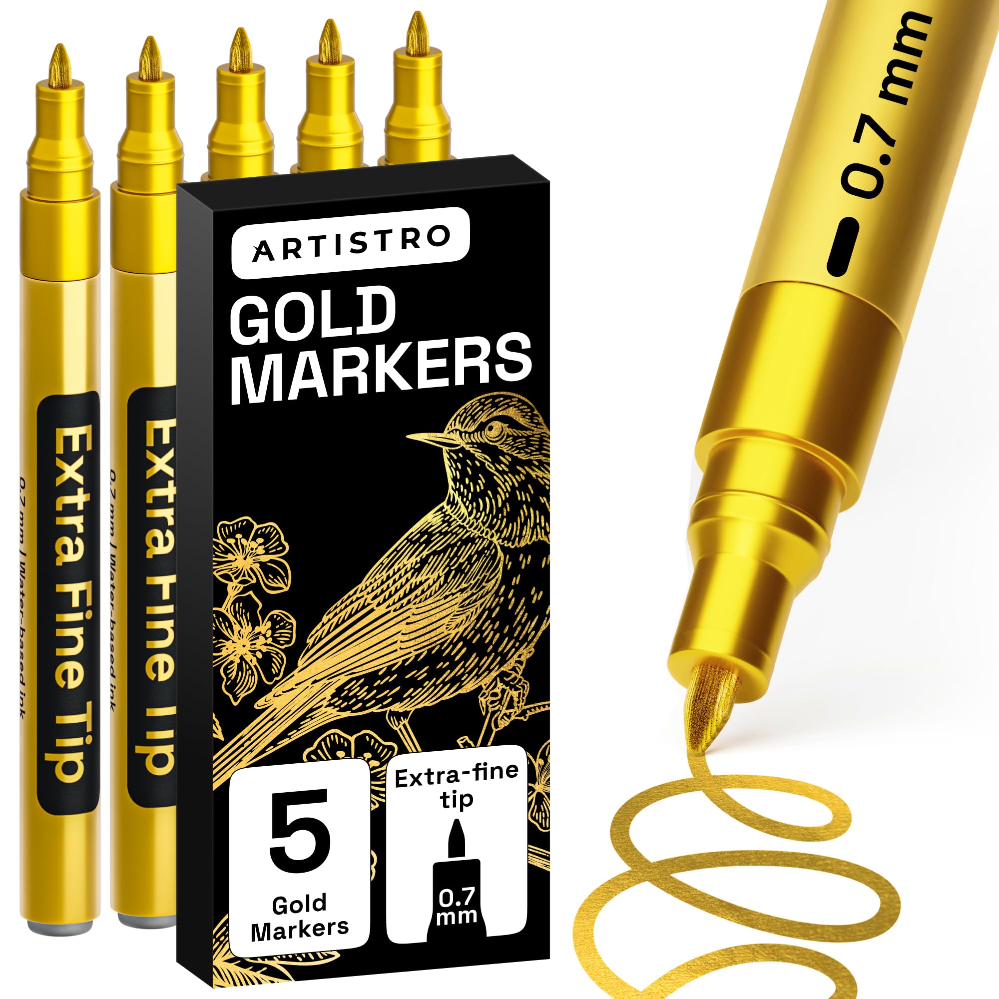 Artistro Acrylstifte für Steine, Zeichenstifte, Felsmalerei, Keramik, Glas, Holz, Reifen, Stoff, Metall, Leinwand, DYI, Acrylfarbe Permanent Marker Weiß auf Wasserbasis mit Extra-Feiner Spitze