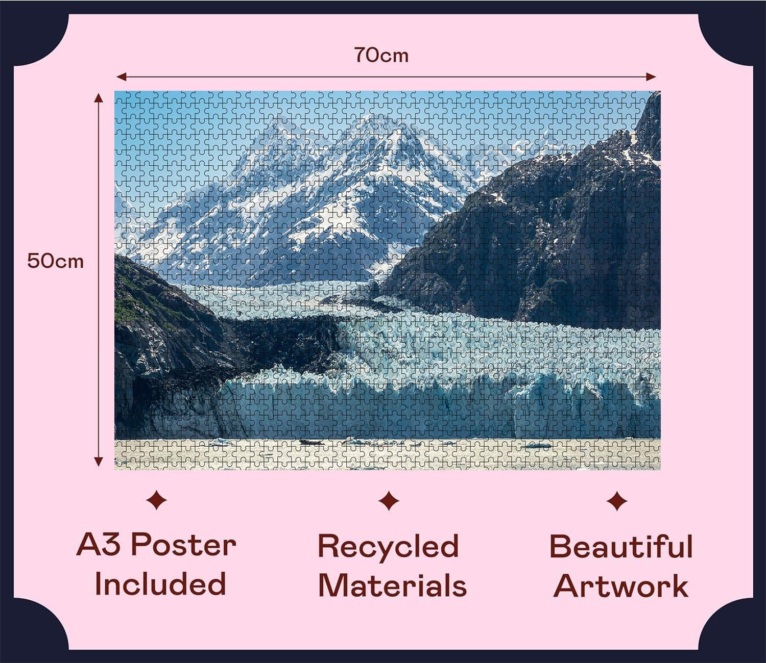 Wooden Jigsaw Puzzles for Adults 1000 Pieces Puzzle-Tidewater Terminus of Margerie Glacier Southeastern Alaska