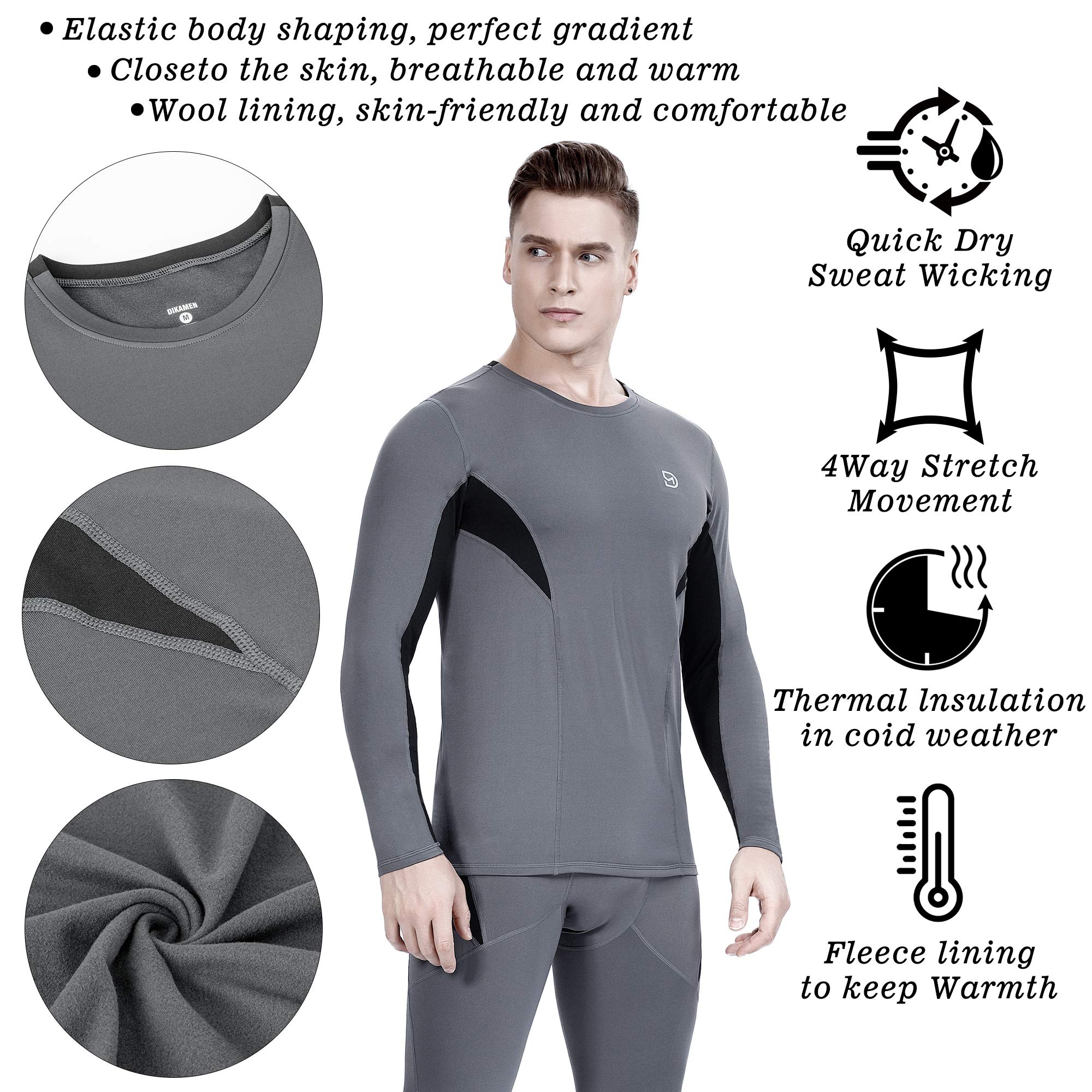 Ropa interior térmica forro polar rendimiento polar táctico deportes Shapewear térmica Set - gris - Large