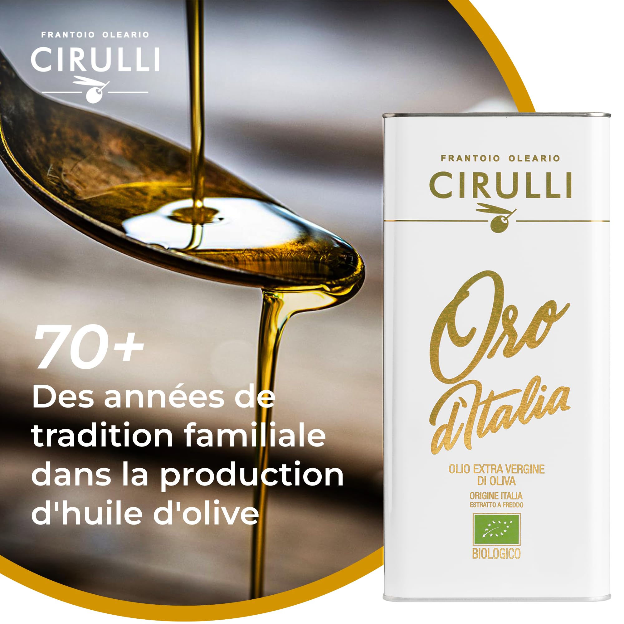 Cirulli Huile d'Olive Extra Vierge Bio-3L- Boîte - Récolte Naturelle-Huile d'Olive Italienne de Qualité Supérieure-Brut & Non Filtrée - Sans Additifs-Goût Bio Exceptionnel avec Arôme Fruité